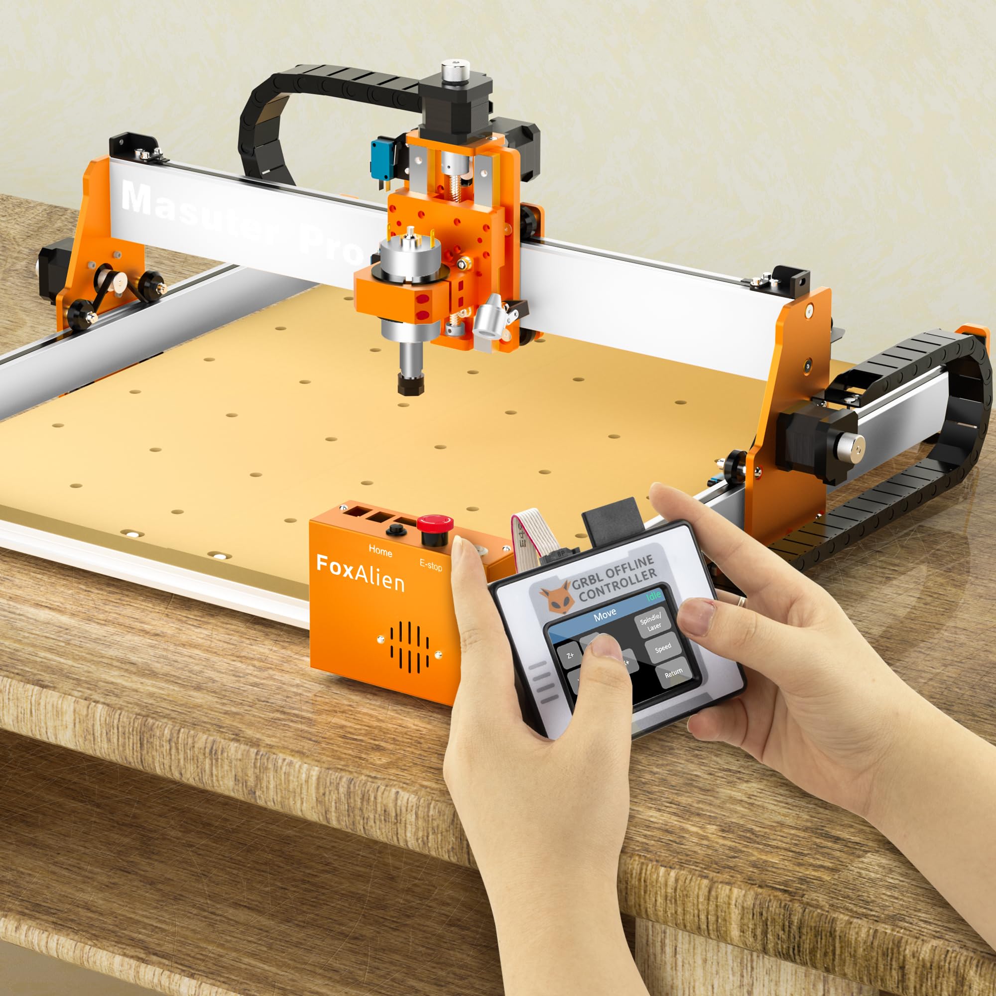 FoxAlien Masuter Pro 3-Axis CNC Router Machine with 2.4 Inch Touchscreen Offline Controller - Perfect for Woodworking, Metal Engraving & DIY Projects