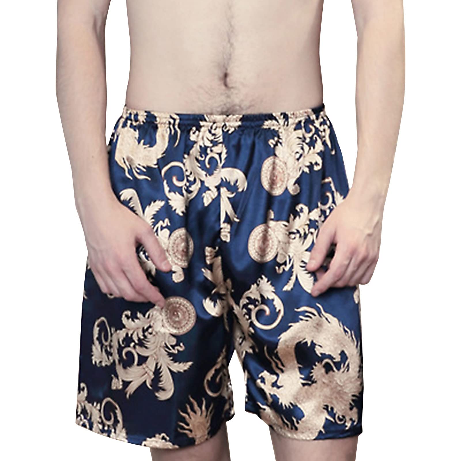 Men's Silk Pajama Shorts - Breathable Summer Sleepwear & Lounge Wear for Home Comfort - Perfect for Relaxation, Vacation, and Bedtime