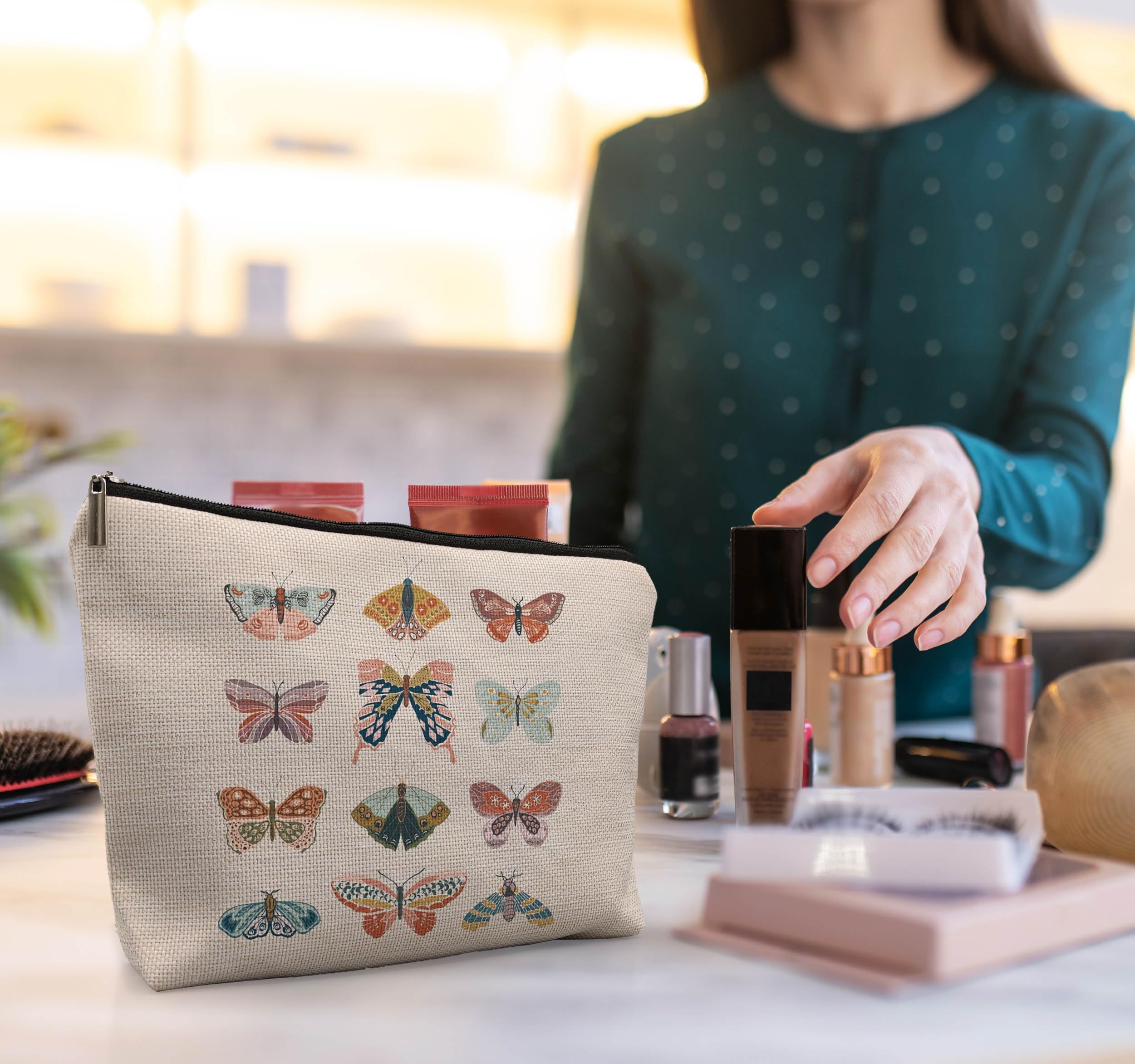 Butterfly Makeup Bag for Women & Girls - Cute Cosmetic Pouch for Travel, Gifts for Mom, Ladies, Teens - Perfect for Makeup Storage, Toiletries, and Daily Essentials
