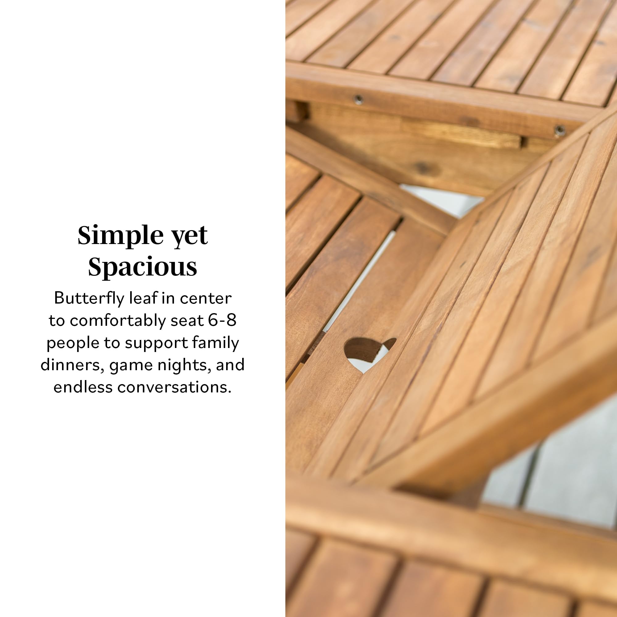 Walker Edison Maui Modern Solid Acacia Wood Slatted Patio Dining Table - 78 Inch Brown Outdoor Furniture for Backyard, Garden & Poolside Dining