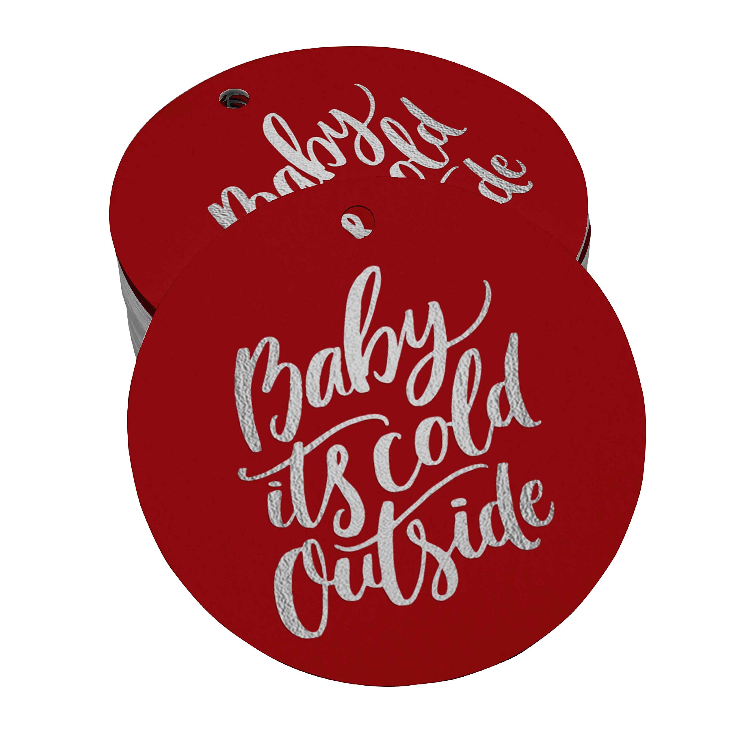 Silver Foil Paper Hang Tags - 50pcs Elegant Baby Shower Favor Tags for Winter Theme Parties & Gift Wrapping | Perfect for 'Baby It's Cold Outside' Decorations