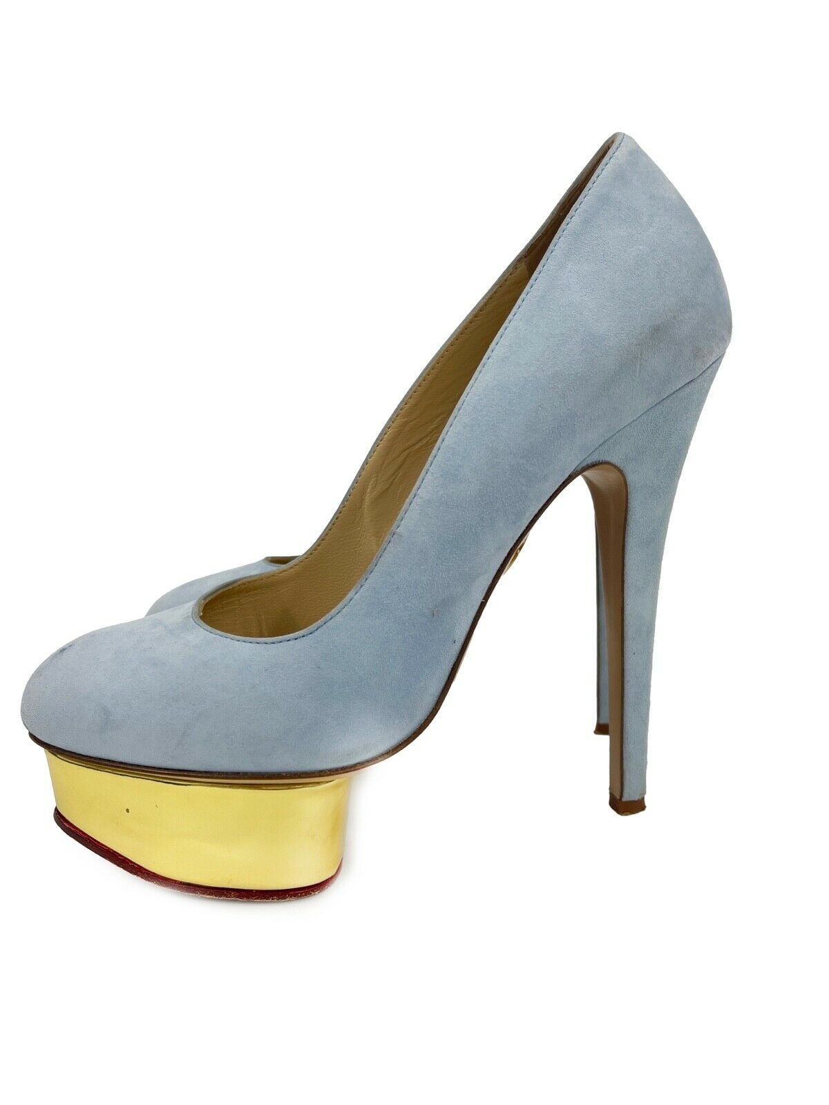 Charlotte Olympia Very Good Dolly Light Blue Suede Pumps Women's Size 36.5 (US 6.5) - Perfect for Weddings, Parties & Special Occasions