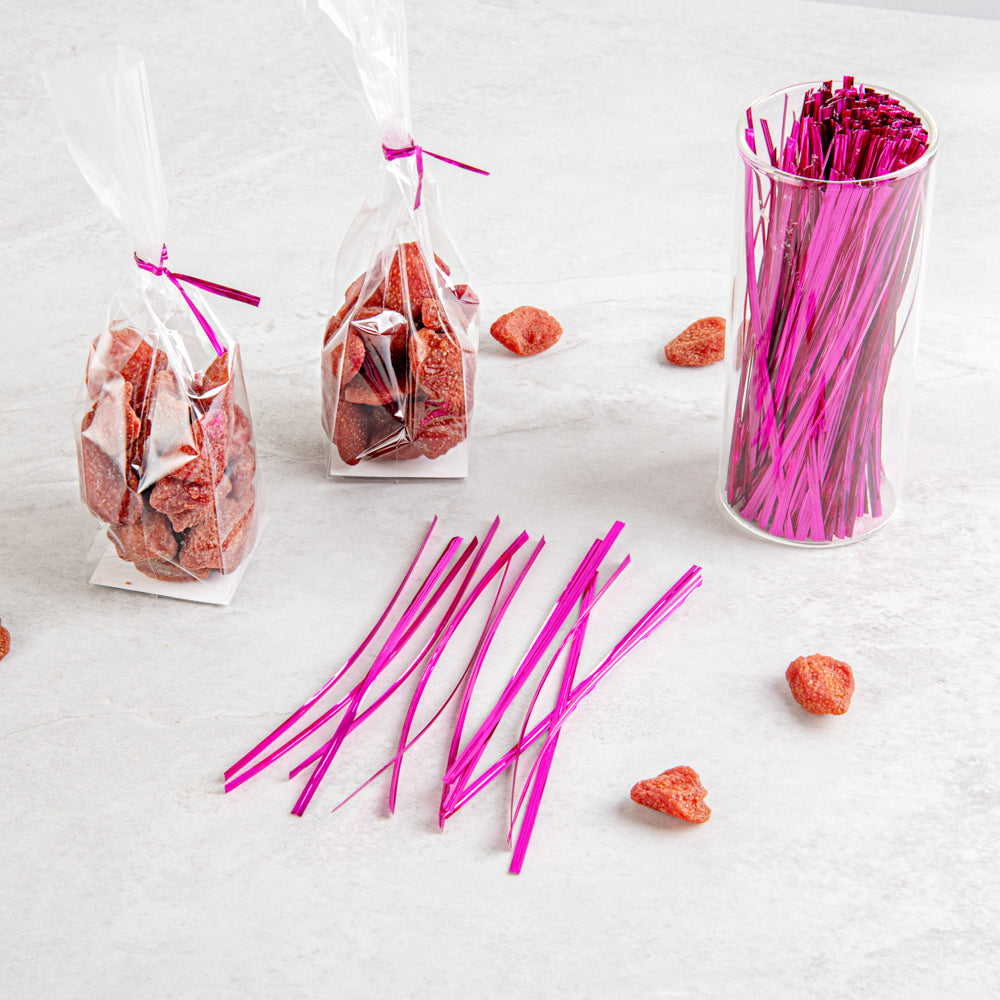 Pink Metallic Twist Ties for Bags - 500 Count Box | Reusable Bag Closures for Food Storage, Gift Wrapping & Organizing