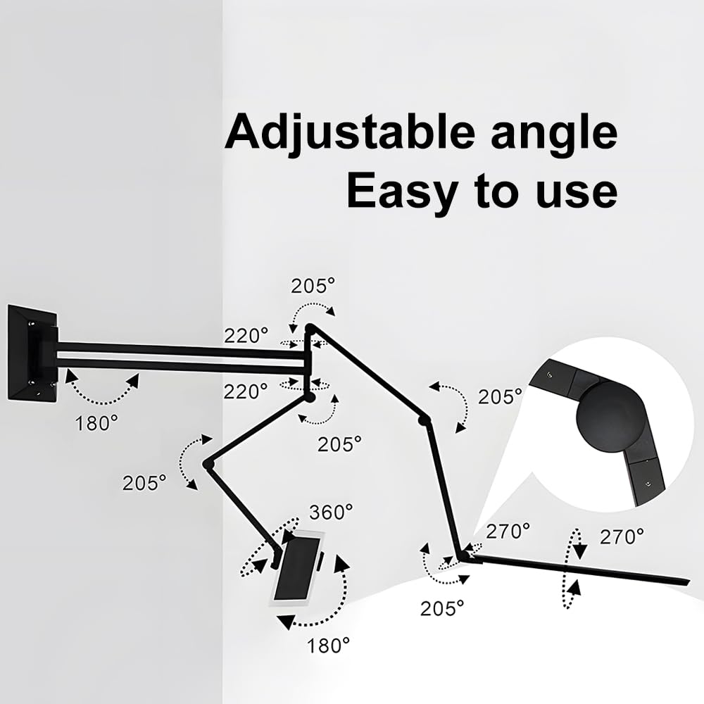 Professional Tattoo Artist Light - 360° Adjustable Swing Arm with Remote Control, 5 Color Temperatures & Stepless Dimming, Ceiling Mounted (Requires Hole Punch Installation) - Perfect for Tattoo Studios, Home Bedroom, Study Room & Live Streaming Setup