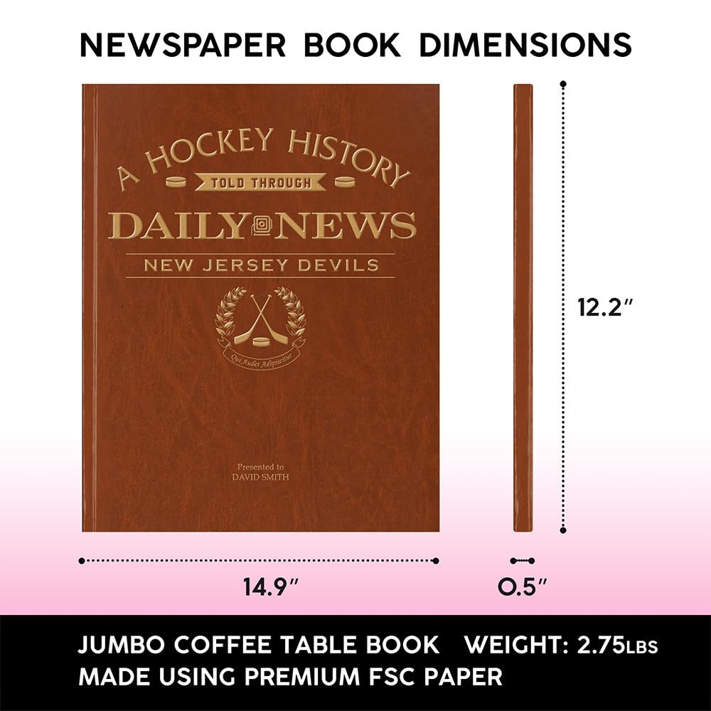 Personalized NHL Ice Hockey History Book - Custom Gold Embossed Name - A3 Large Deluxe Hardcover - Unique Sports Memorabilia Gift for Hockey Fans | Perfect for Anniversaries, Retirement Gifts & Sports Collectors
