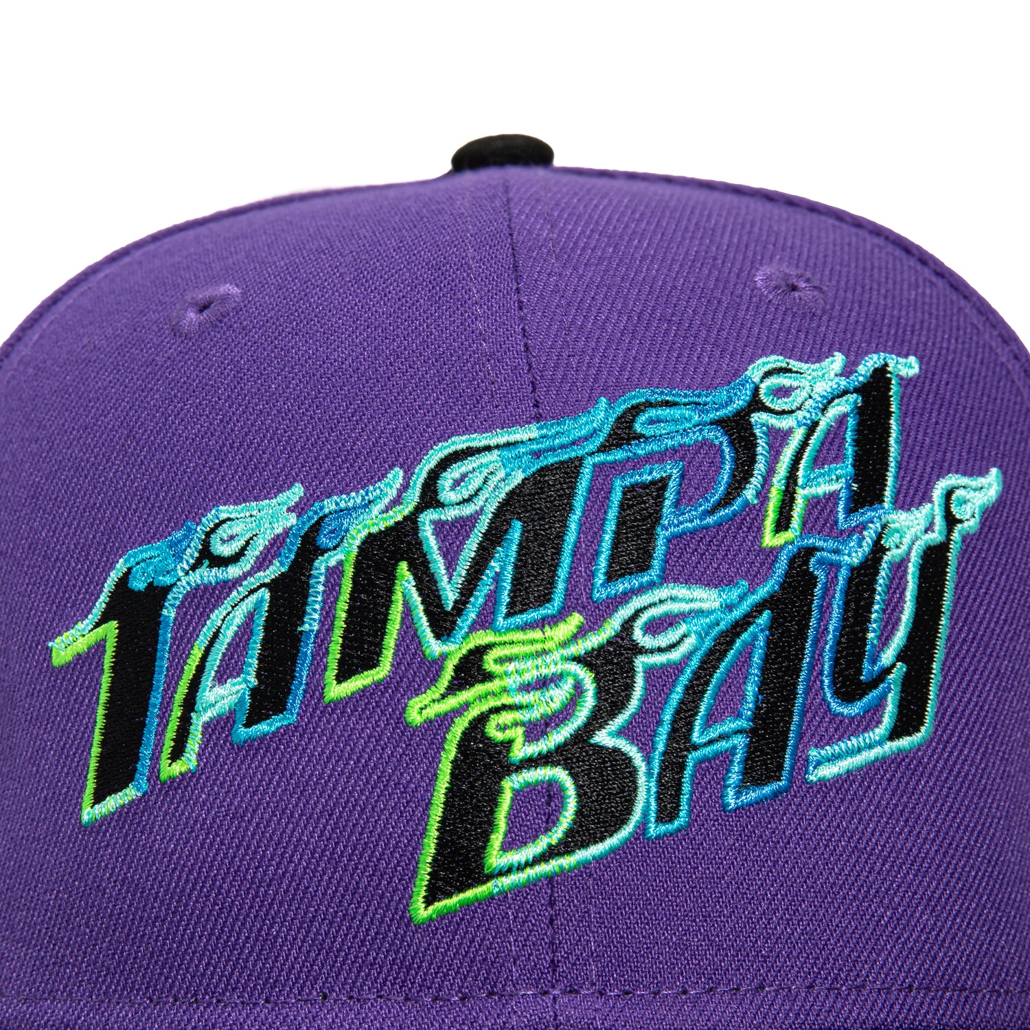 New Era 59Fifty Tampa Bay Rays Logo Patch City Connect Word Hat - Purple & Black Baseball Cap for Men & Women - Perfect for MLB Games, Sports Events & Streetwear Fashion
