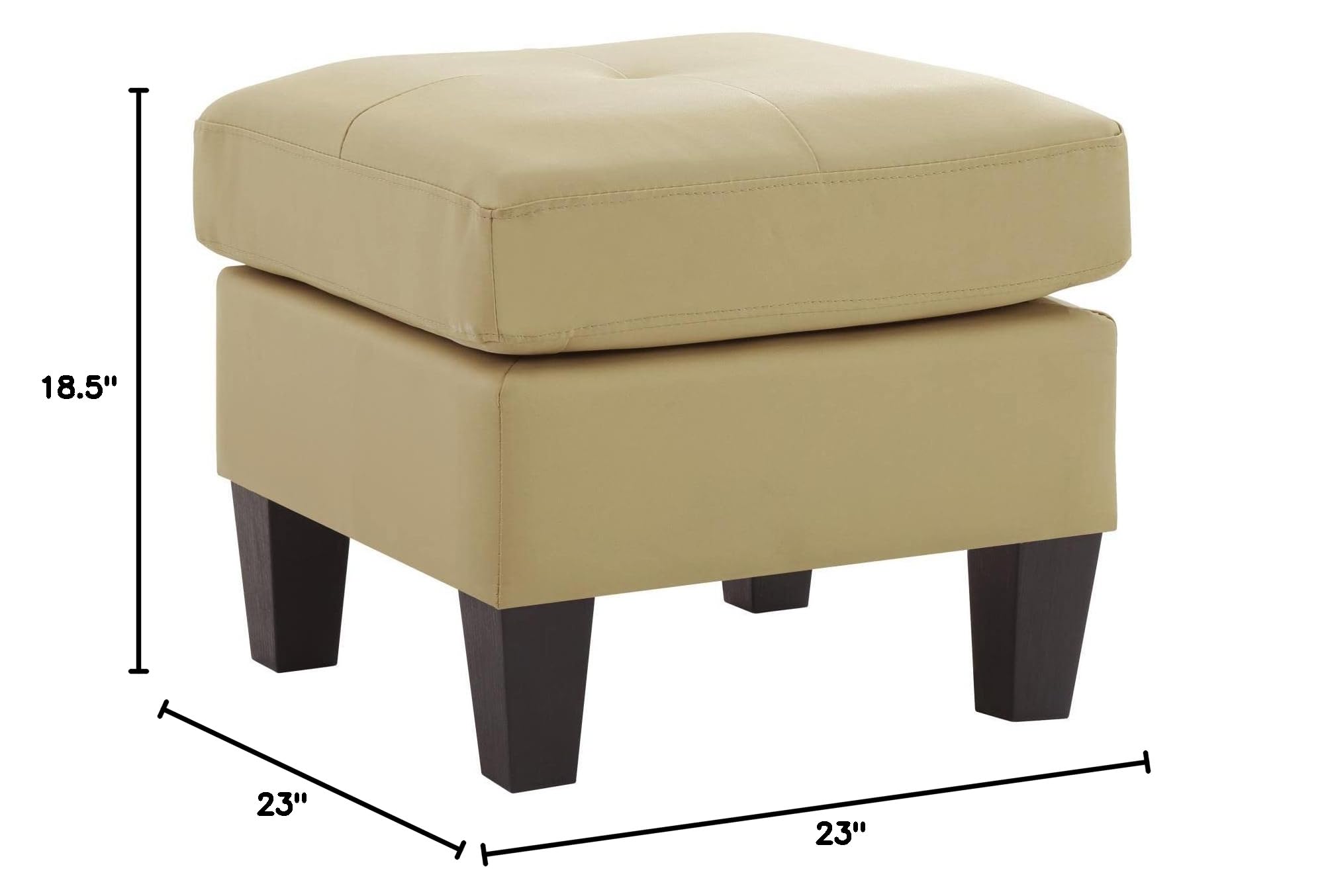 Glory Furniture Living Room Ottoman - Beige Faux Leather Storage Bench, Soft Padded Footrest & Extra Seating for Home, Office or Bedroom
