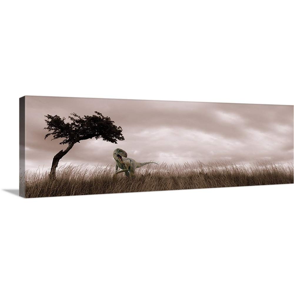 Dinosaur in Grass Canvas Wall Art Print - Premium Dinosaur Artwork for Home & Office Decor | Perfect for Kids Room, Nursery, or Dinosaur Themed Spaces