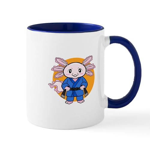 White/Navy Inside - Jiu Jitsu A Lotl Axolotl Jiu Jitsu Fighter Mugs