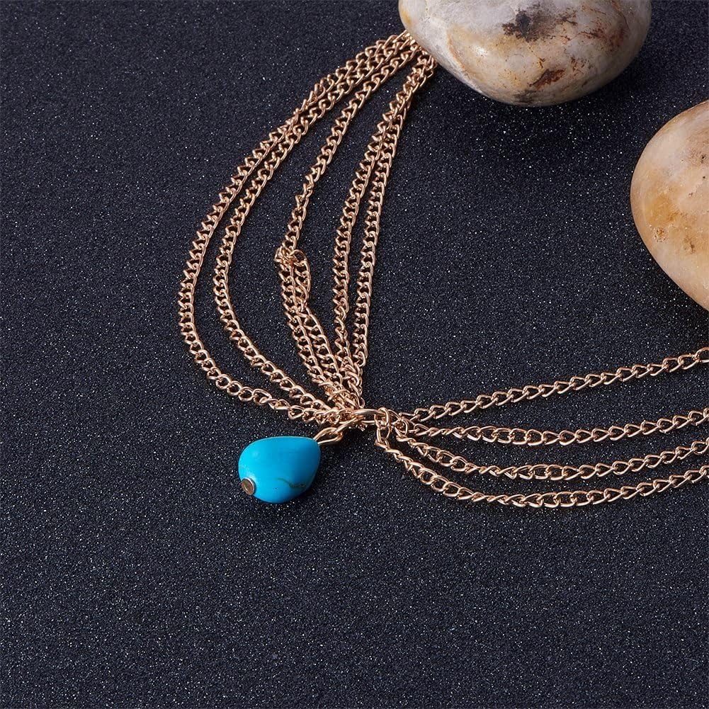 Pandahall Turquoise Chain Headband - Unique Jewelry Hair Accessory for Women & Girls, Perfect for Parties, Weddings, and Special Occasions