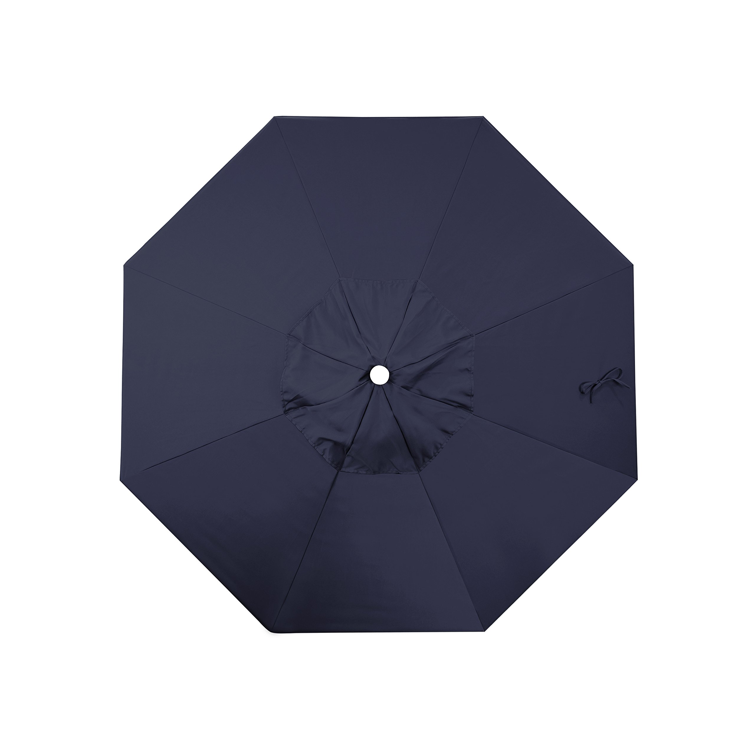7.5' Round Patio Umbrella with Aluminum/Fiberglass Frame - Push Button Open, White Pole & Navy Blue Olefin Fabric - Perfect for Poolside, Backyard, and Outdoor Dining Areas