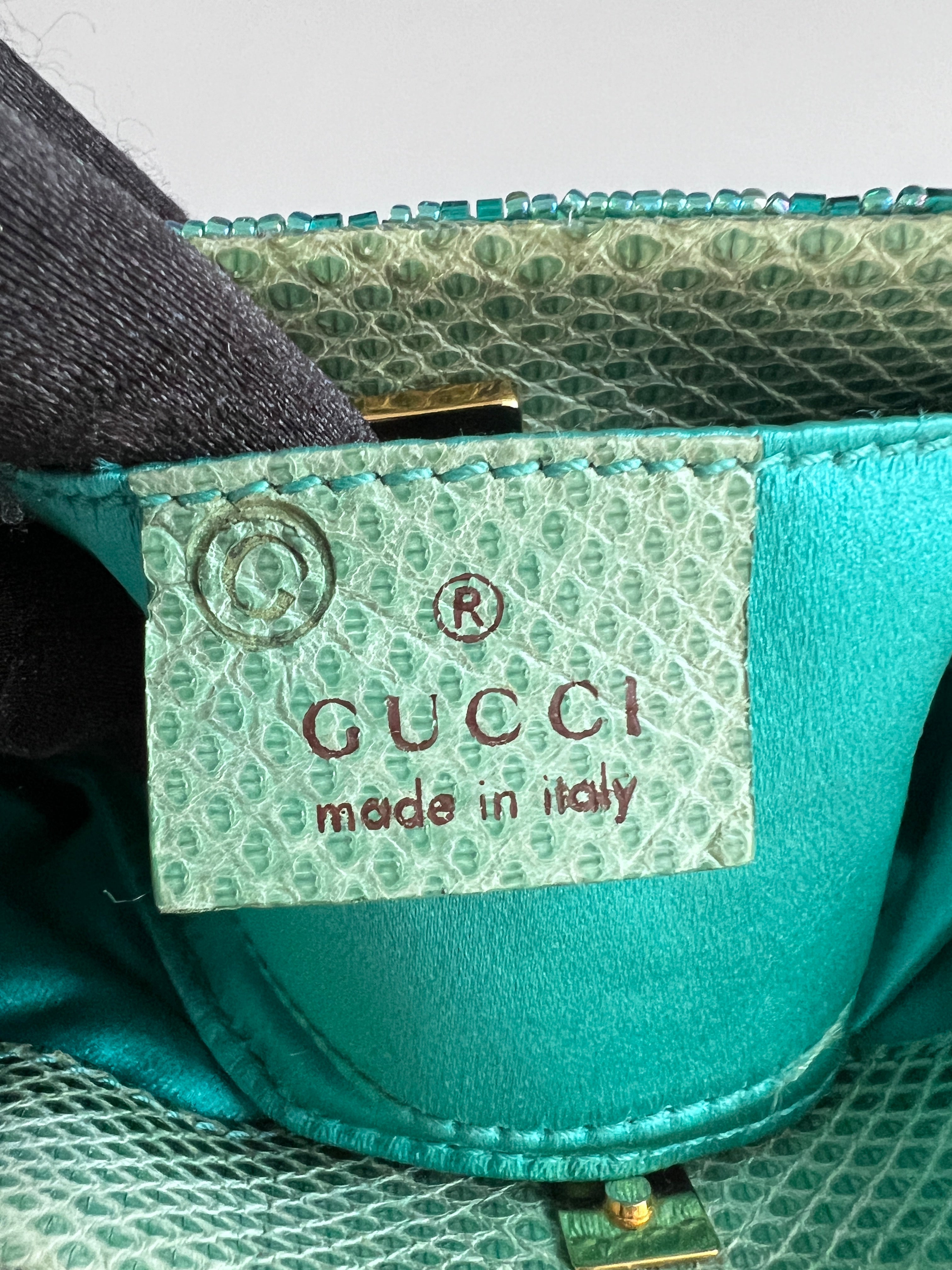 Gucci GG Nonogram Crystal Beaded Lizard Skin Handbag in Turquoise - Luxury Designer Crossbody Bag for Women, Perfect for Evening Parties & Special Occasions