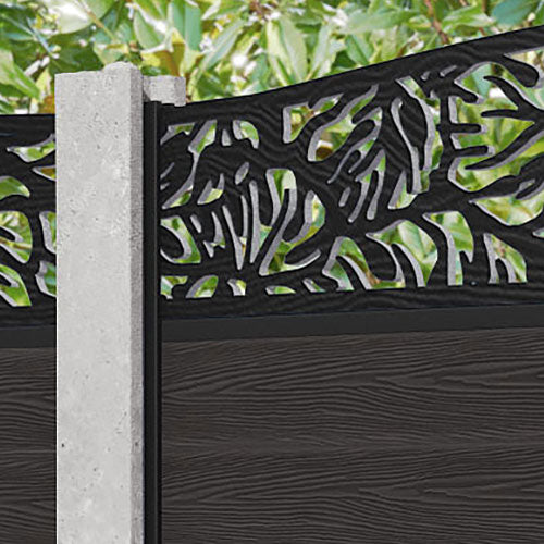 Dark Oak Classic Botanic Curved Top Fence Panel - Fits Existing Concrete Posts | Perfect for Garden Borders, Backyard Privacy & Decorative Landscaping