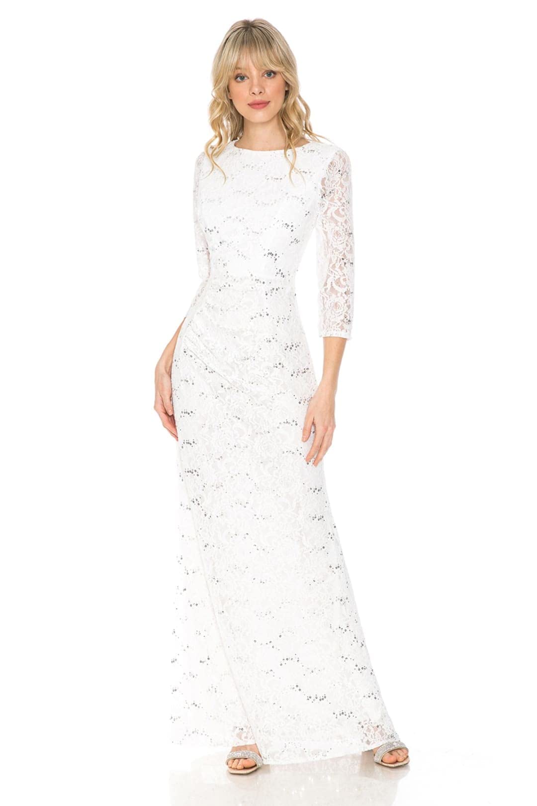Elegant Ivory Mother of The Bride Dress - Modest Long Sleeve Lace Gown for Wedding Ceremony & Formal Occasions