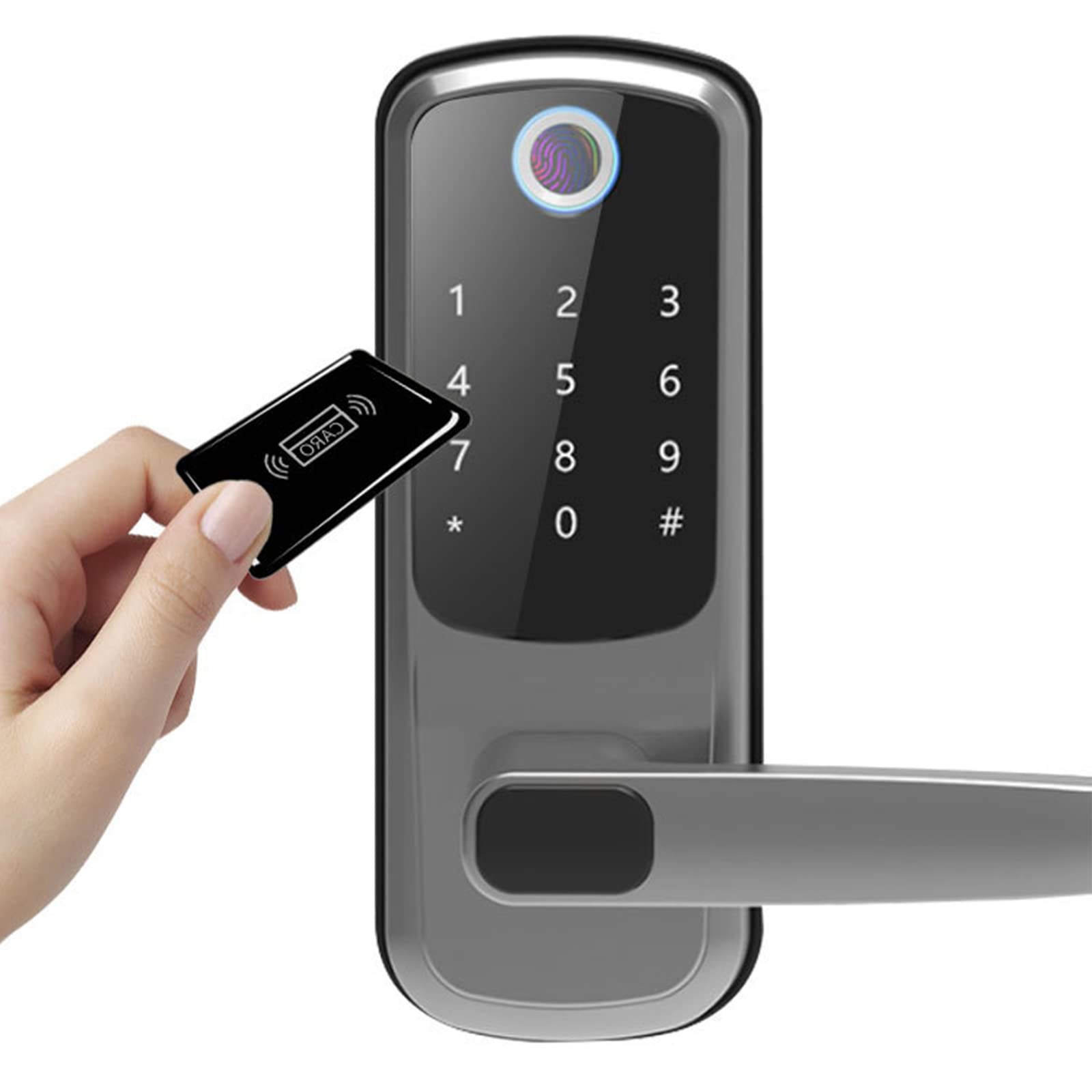 ZZAMG 5-in-1 Smart Fingerprint Door Lock - WiFi Enabled Touchscreen Keypad with Mobile App - Electronic Deadbolt for Villa, Yard & Wrought Iron Doors - Perfect for Home Security & Vacation Rentals