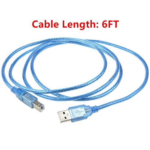 6ft USB 2.0 Printer Cable for HP Deskjet 3070A 3510 3511 3512 3520 - High-Speed Data Transfer, Durable Cord for Home & Office Printing Needs