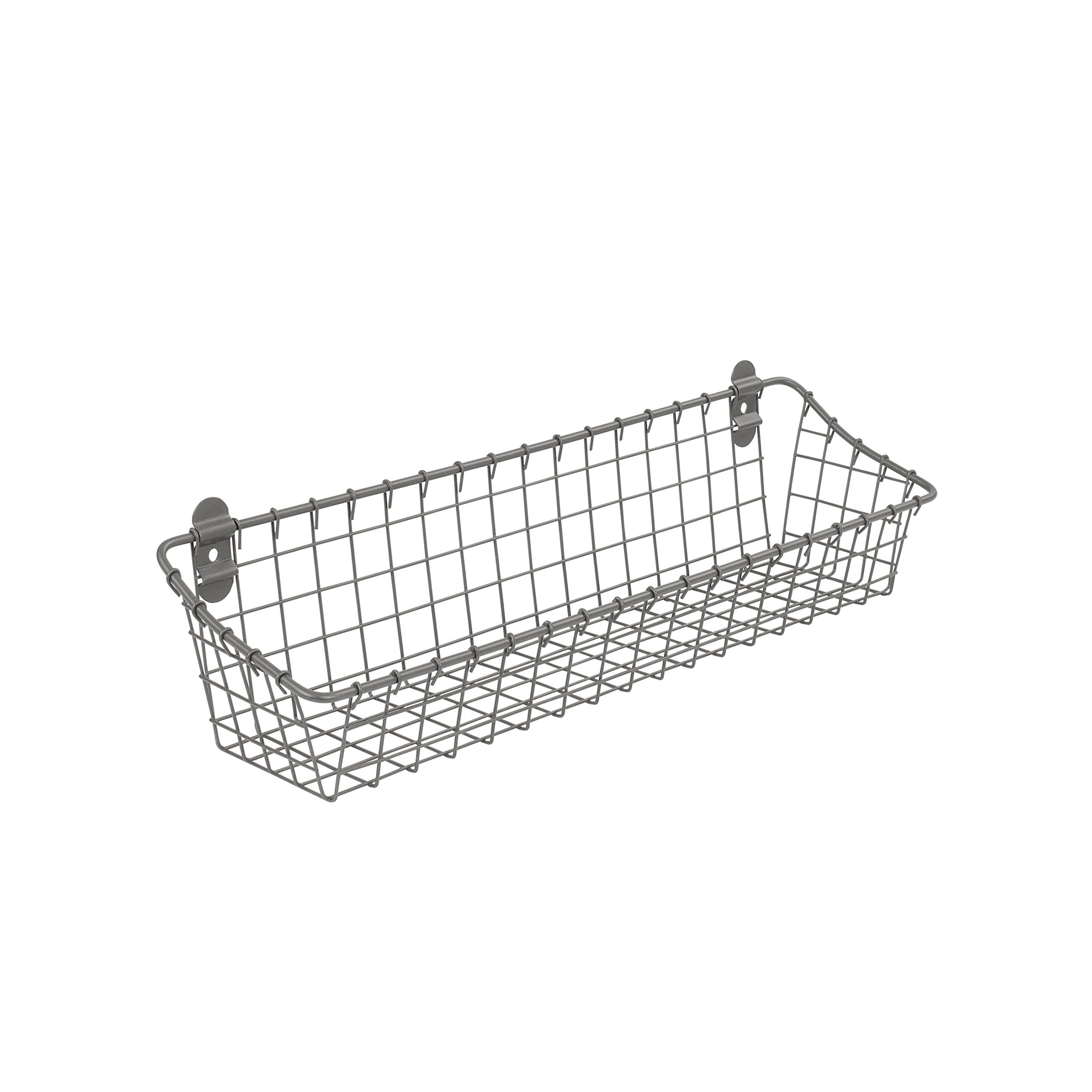 Vintage Wall Mount Basket - Industrial Gray for Home & Office Storage