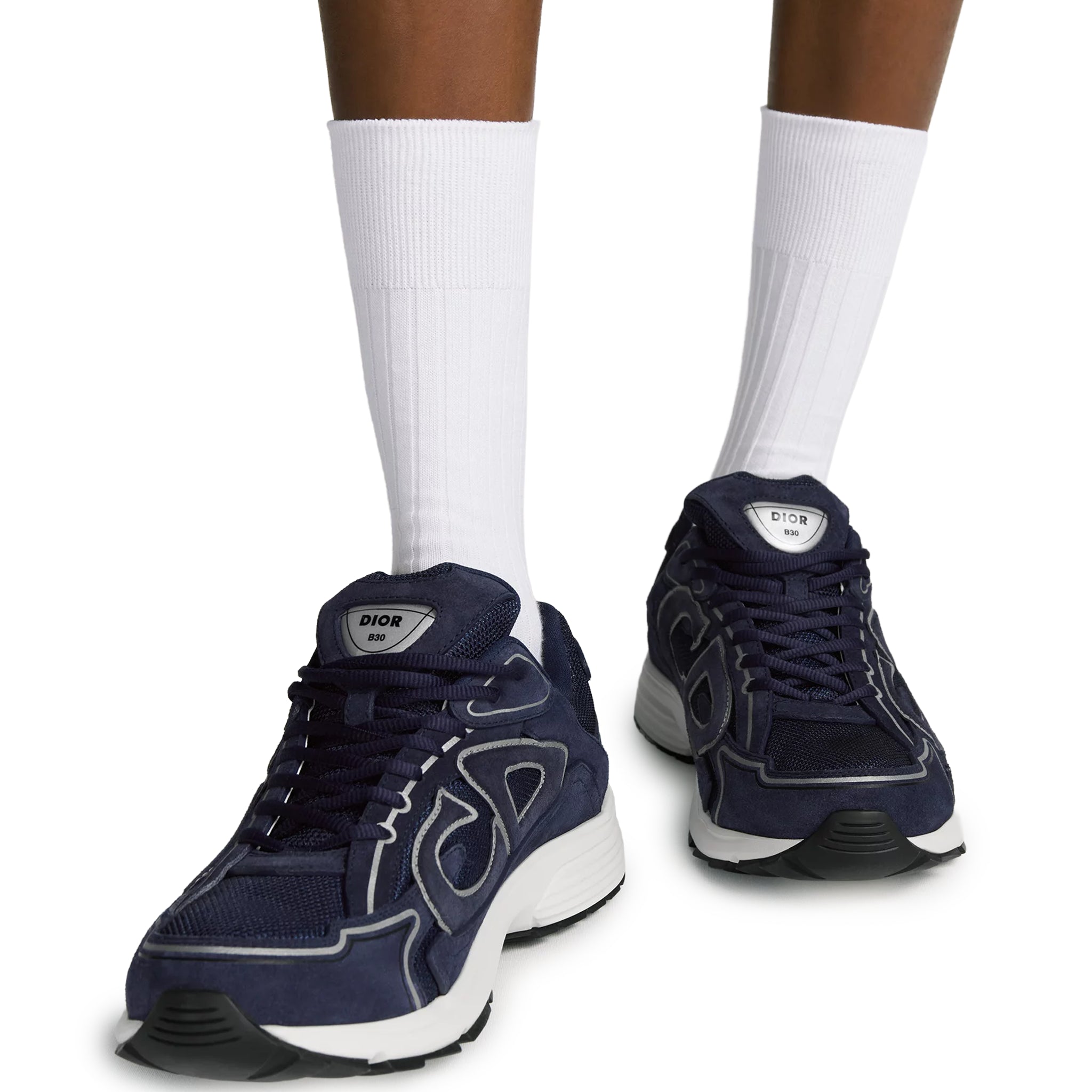 Dior B30 Countdown Sneakers - Navy Blue Mesh & Suede Men's Fashion Trainers for Casual Wear & Street Style
