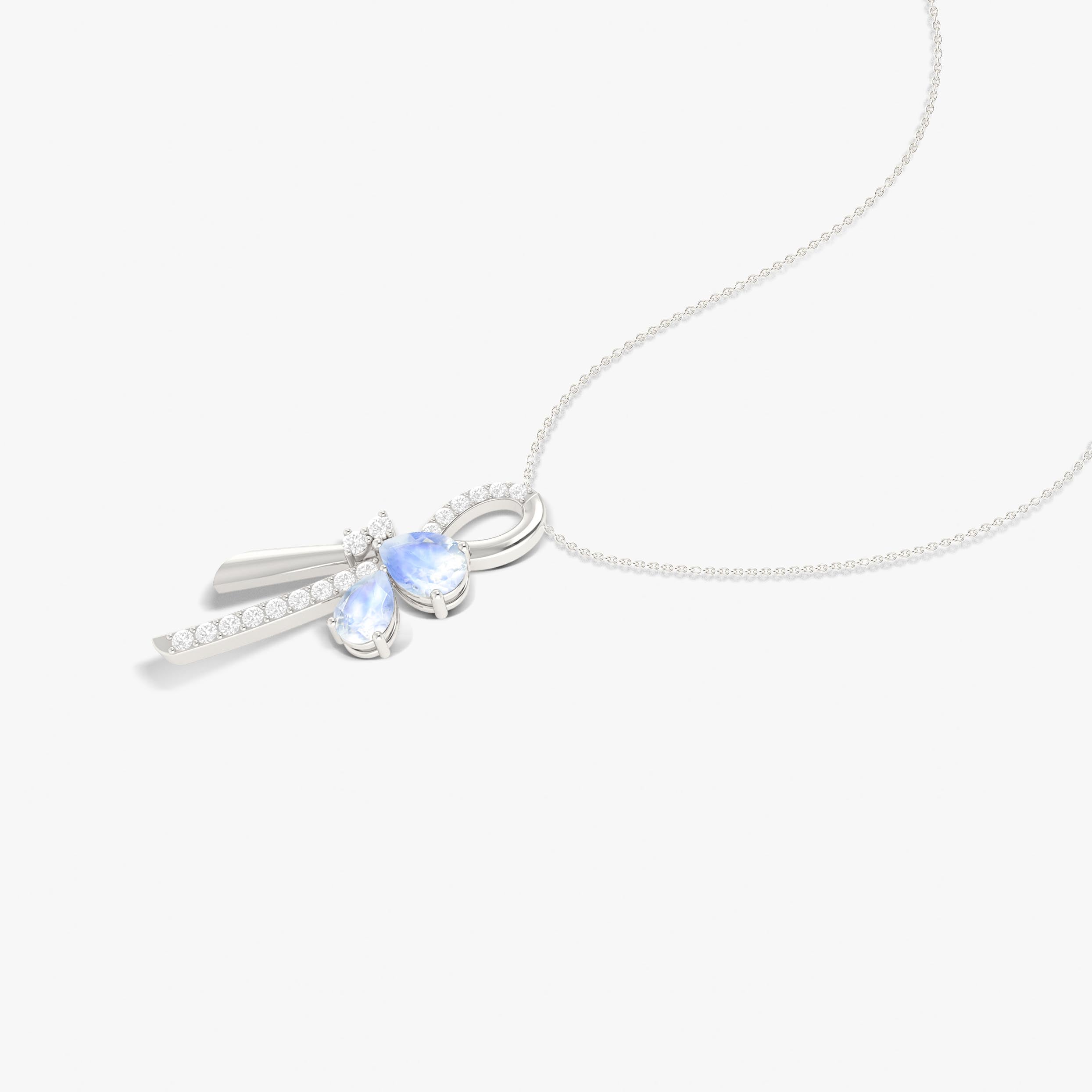 Natural Moonstone Knot Style Charm Pendant Necklace for Women - Boho Crystal Jewelry Gift for Birthday, Wedding & Spiritual Healing | Handmade Sterling Silver Adjustable Chain