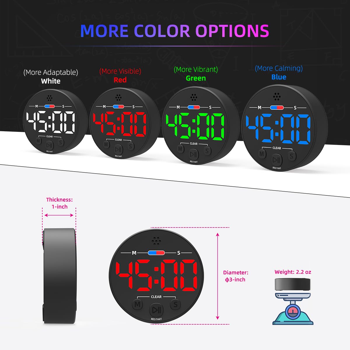 Digital Kitchen Timer with Magnetic Back - Large LED Display & Loud Alarm for Cooking, Classroom, Kids, Work & Productivity - Countdown Timer for Eggs, Focus Tasks, Toddler Activities - Perfect for Baking, Study Sessions & Time Management (Red)
