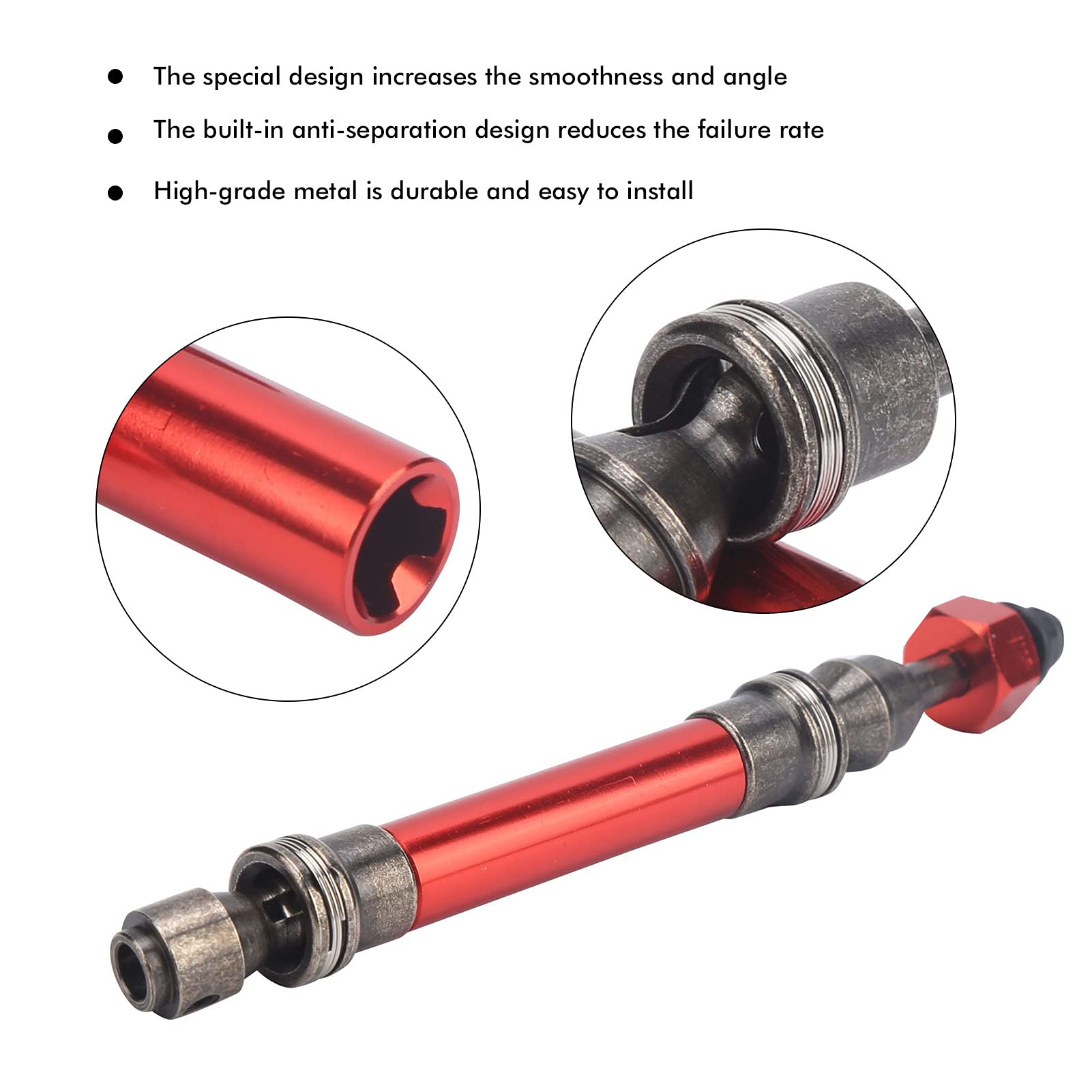 4Pcs Metal Front Rear CVD Drive Shaft Axle for Traxxas Slash 4X4 1/10 RC Car - Durable Red RC Model Car Parts for Off-Road Racing & Bashing