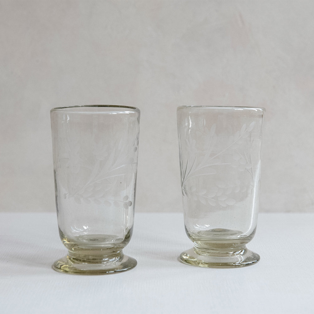 Elegant Hand-Etched Floral Glassware Set - Tall Footed Drinking Glasses for Wine, Cocktails & Special Occasions - Perfect for Weddings, Parties & Home Decor