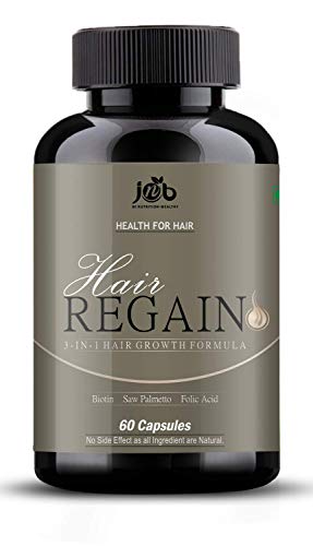 JNB Regain All Natural Hair Loss Supplement - Advanced Healthy Hair Growth Formula (60 Capsules) - Promotes Thicker, Stronger Hair for Men & Women - Perfect for Daily Use at Home or Work