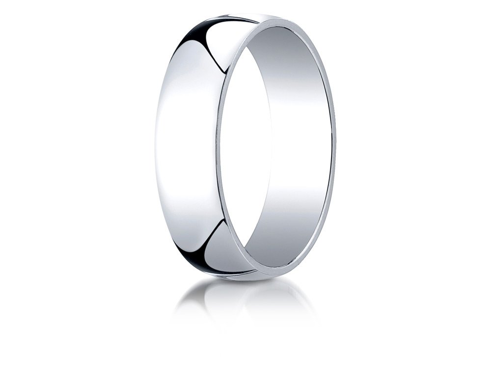 14k White Gold 6mm Dome Ring for Women - Elegant Lightweight Jewelry