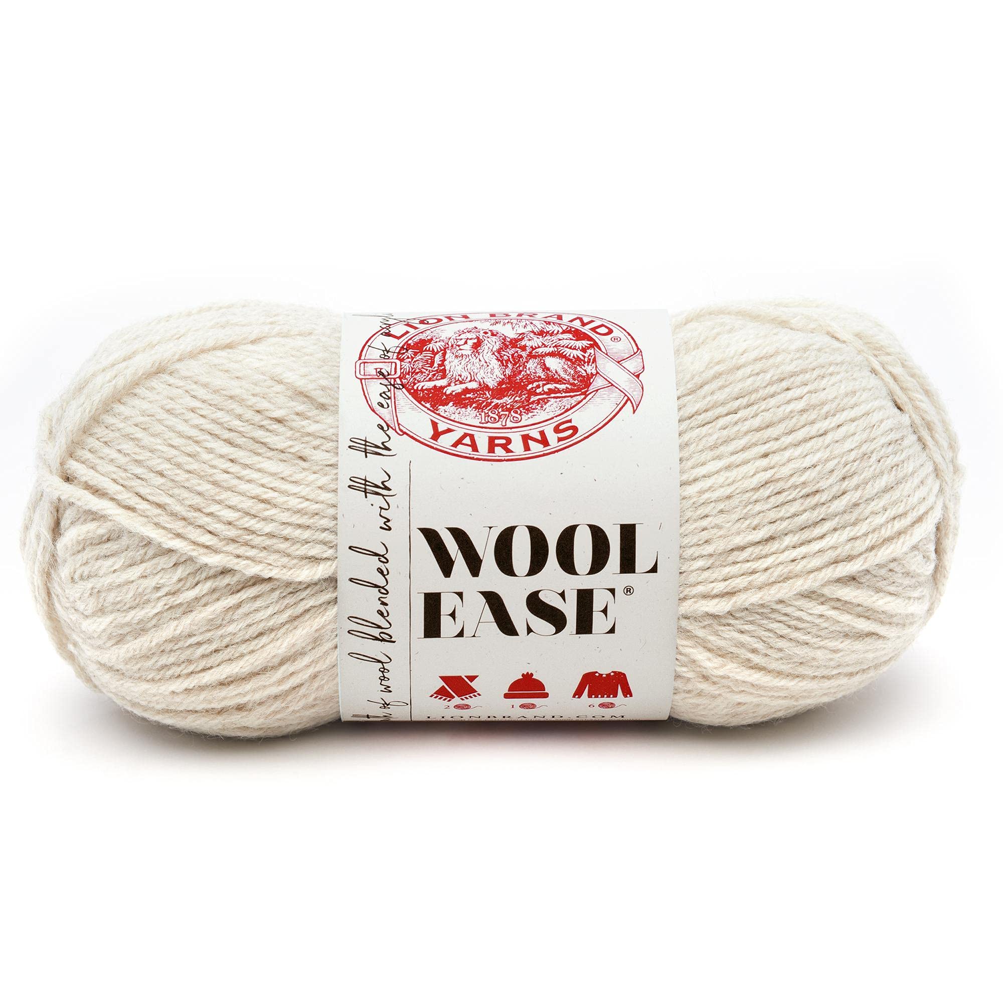 Lion Brand Yarn Wool-Ease Worsted-Weight Knitting & Crocheting Yarn - 1 Pack, Natural Heather - Perfect for Scarves, Blankets & Winter Crafts