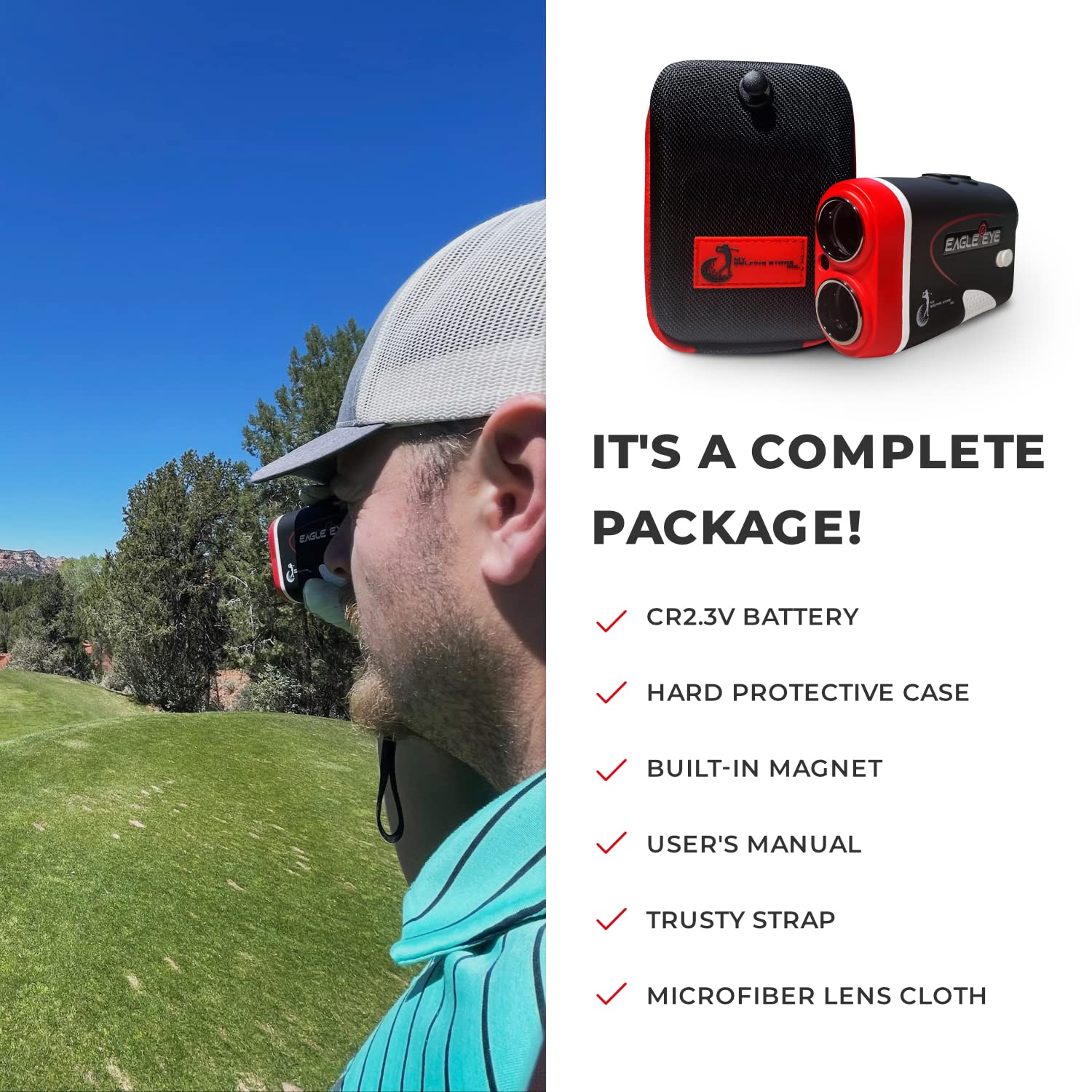 Eagle Eye Elite Golf Rangefinder with Slope - Precision Laser Distance Measurer for Golf | Magnetic Mount | Includes Batteries & Accessories | Perfect for Course Play & Tournament Practice