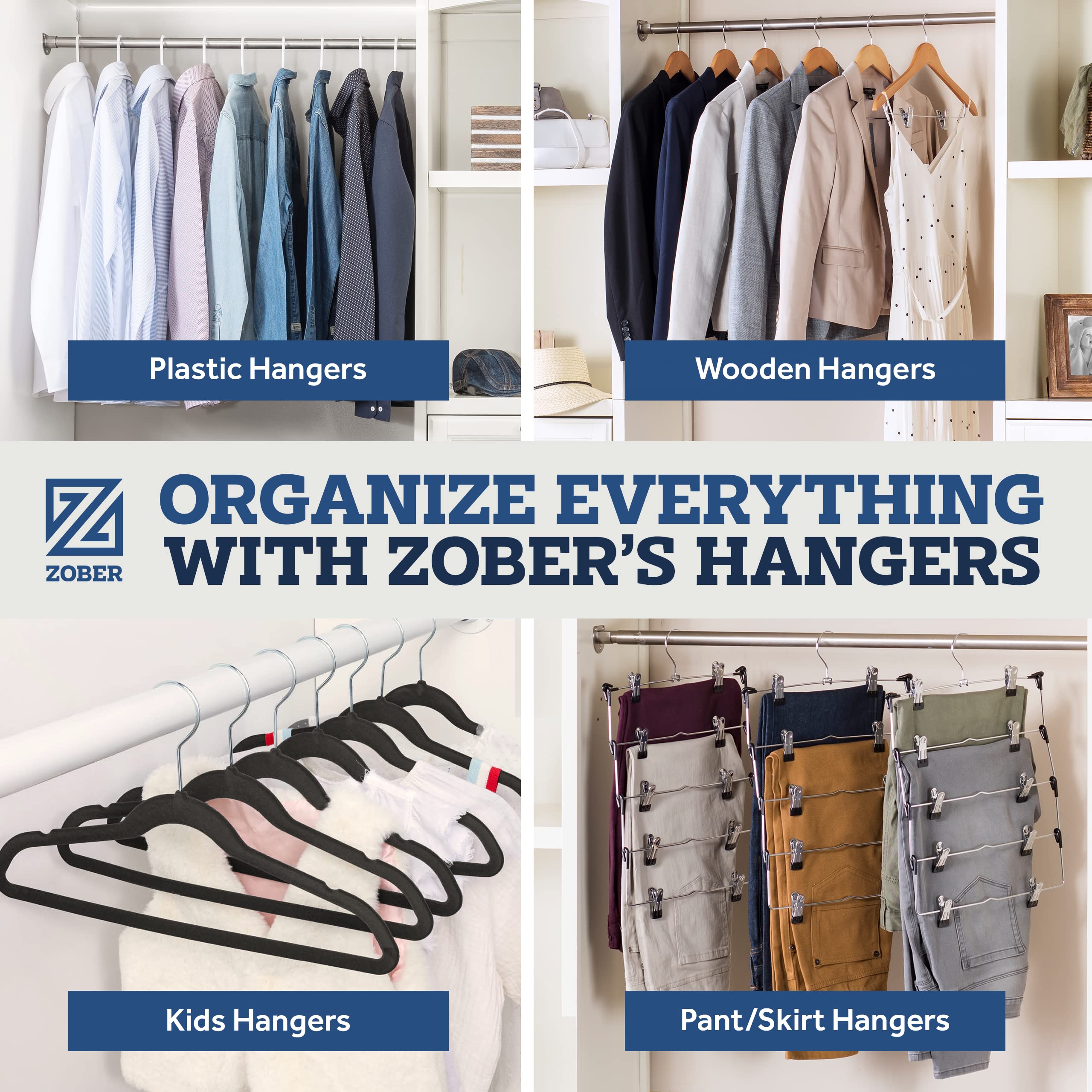 Zober 20-Pack Velvet Hangers - Non-Slip Black Clothes Hangers for Coats, Pants & Dresses with 360° Swivel Hook - Heavy Duty Felt Hangers Hold 10 lbs - Perfect for Closet Organization & Travel Packing