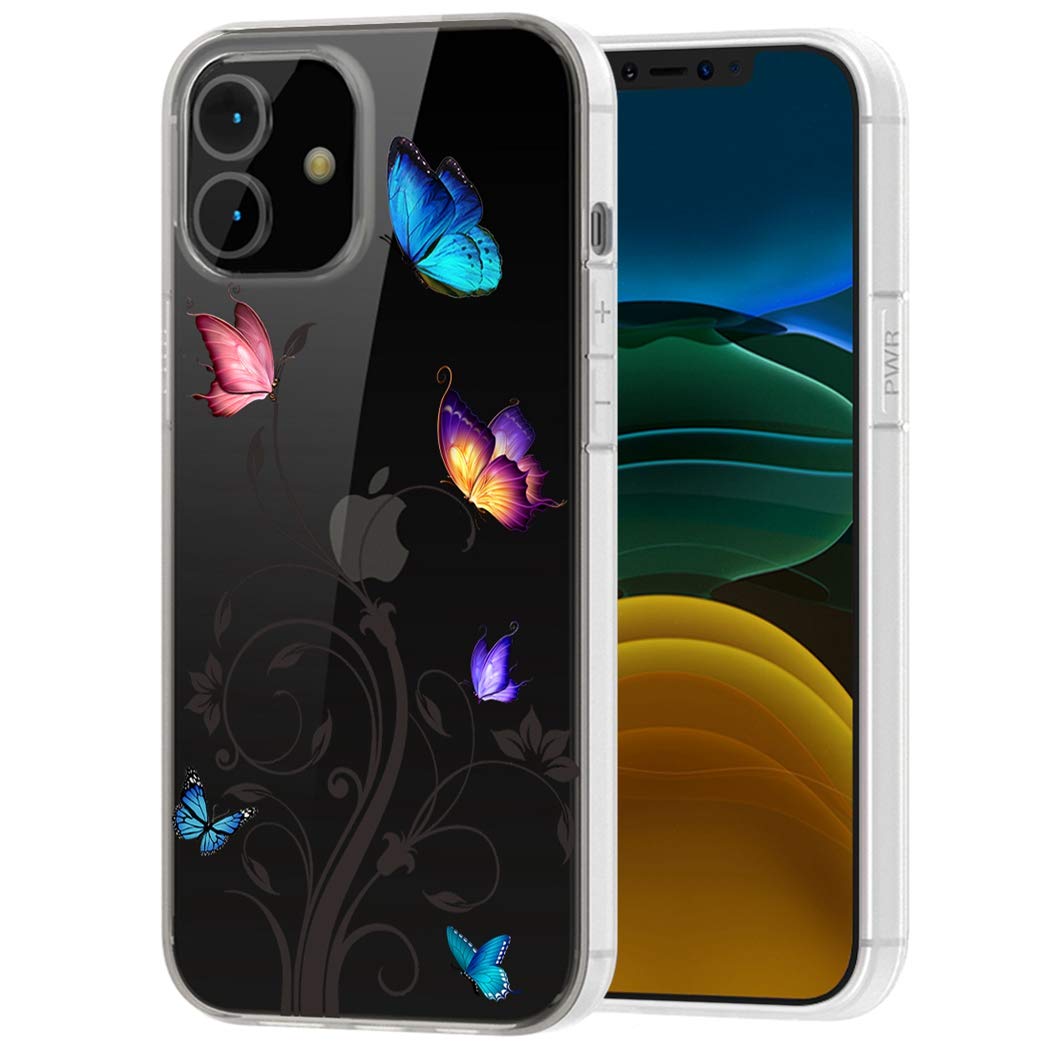 **iPhone 12 Mini Case for Girls & Women - Soft Clear TPU Shockproof Protective Cover (5.4 inch) with Butterfly Design | Slim Fit, Scratch-Resistant, Drop Protection | Perfect for Everyday Use, Work & Travel**