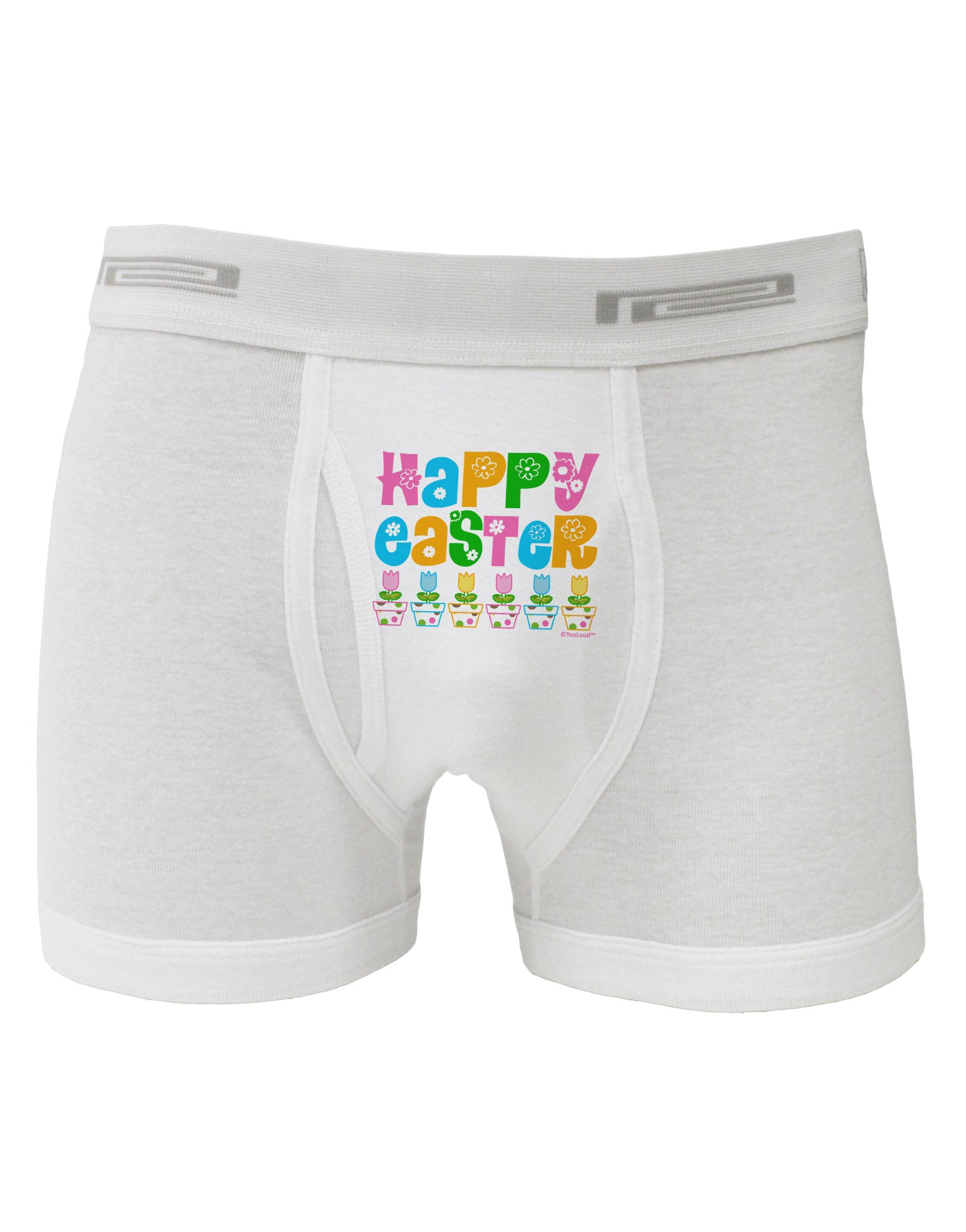 Happy Easter Tulips Boxer Briefs for Men - Soft Cotton Underwear with Fun Floral Print - Perfect for Easter Gifts, Spring Parties & Casual Wear