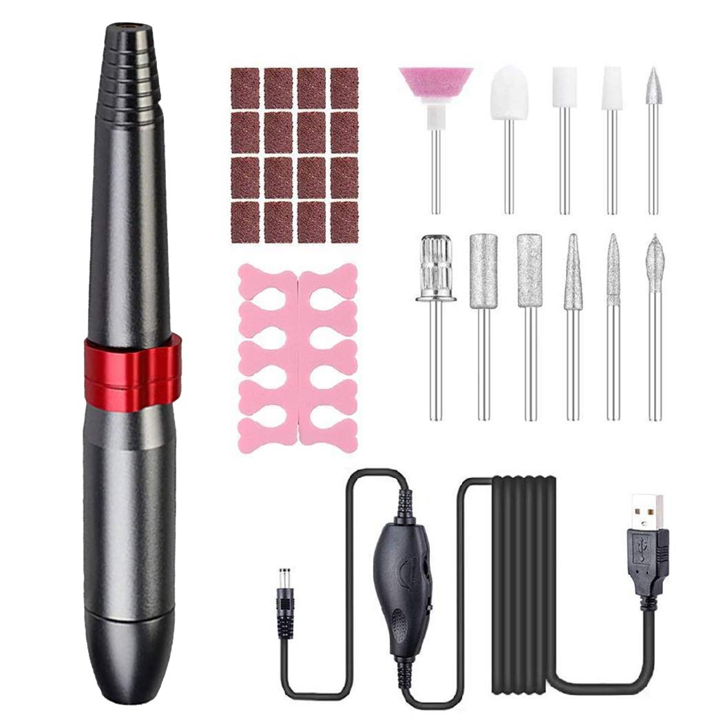 Professional USB Electric Nail File Set - Rechargeable Nail Drill Machine for Manicure & Pedicure, Nail Art Tool with Multiple Attachments | Perfect for Home Salon, Nail Polish Removal & DIY Nail Care