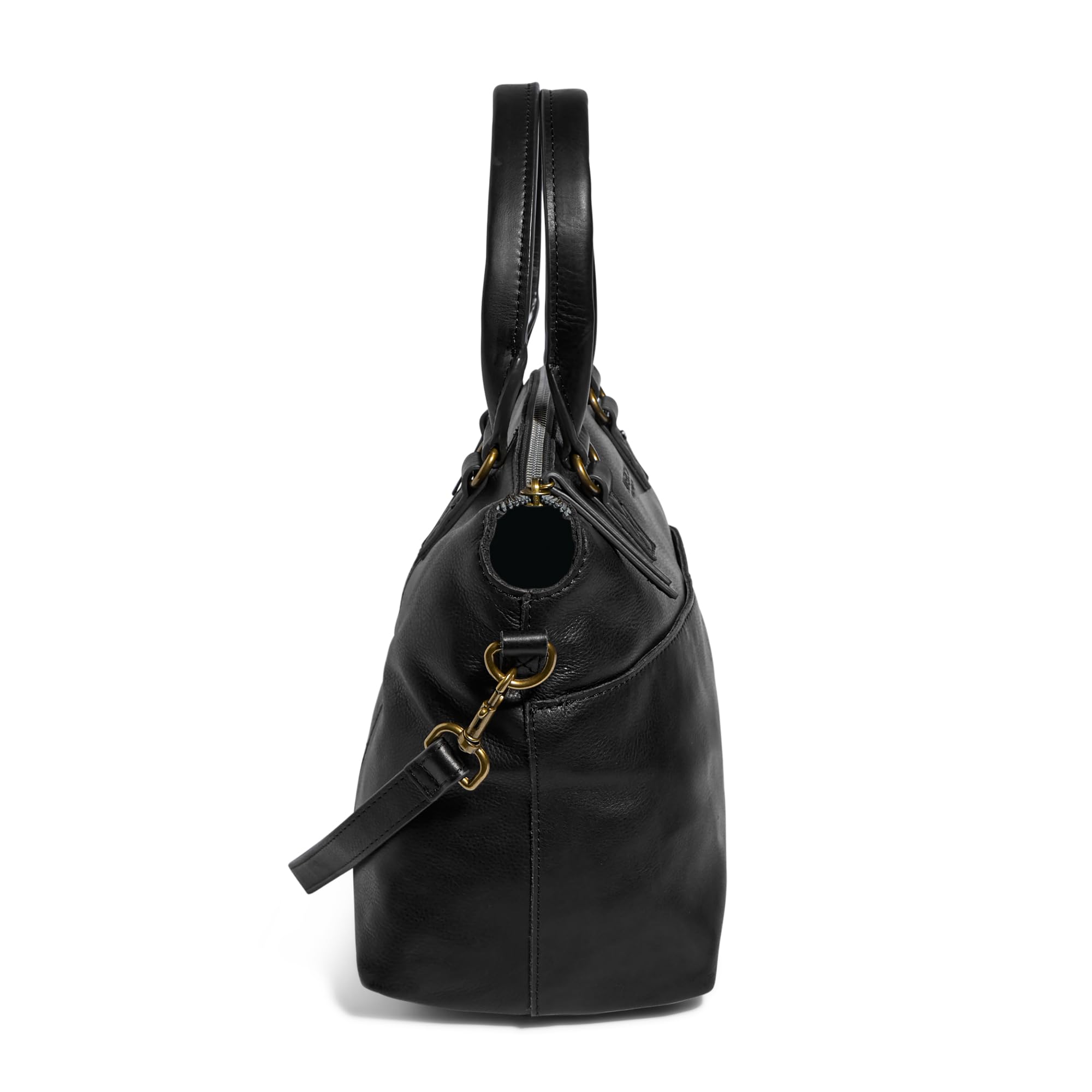 American Leather Co. Carrie Dome Satchel Crossbody Bag - Genuine Leather Handbag for Women, Fashionable Shoulder Purse with Adjustable Strap - Perfect for Work, Travel & Everyday Use