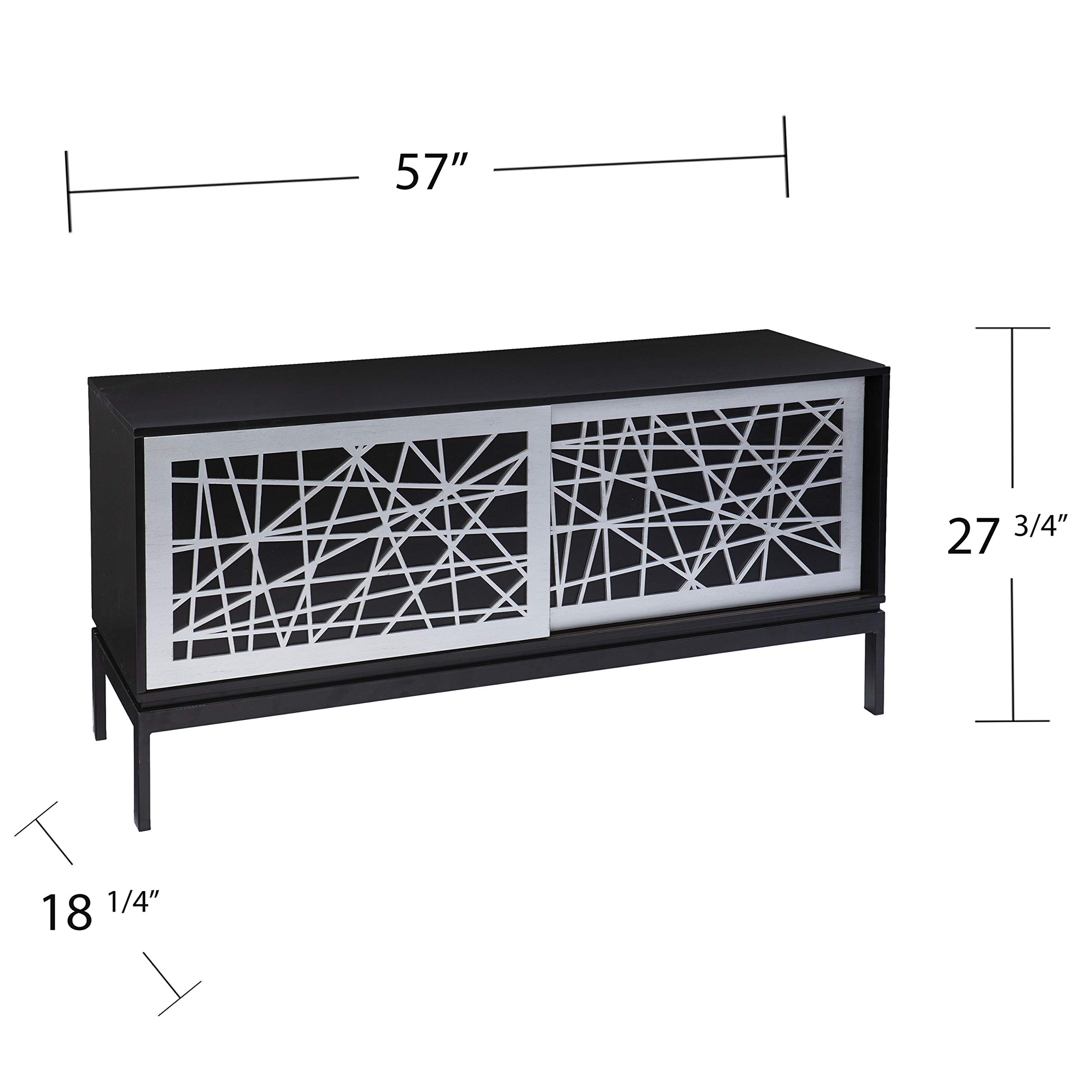 SEI Furniture Arminta Modern Media Cabinet - Black & Silver Finish for Living Room, Bedroom & Home Theater Storage