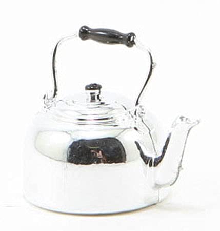 Miniature Silver Tea Kettle for Dollhouse - 1:12 Scale Handcrafted Replica - Perfect for Dollhouse Accessories, Tea Party Decor & Collectors Display