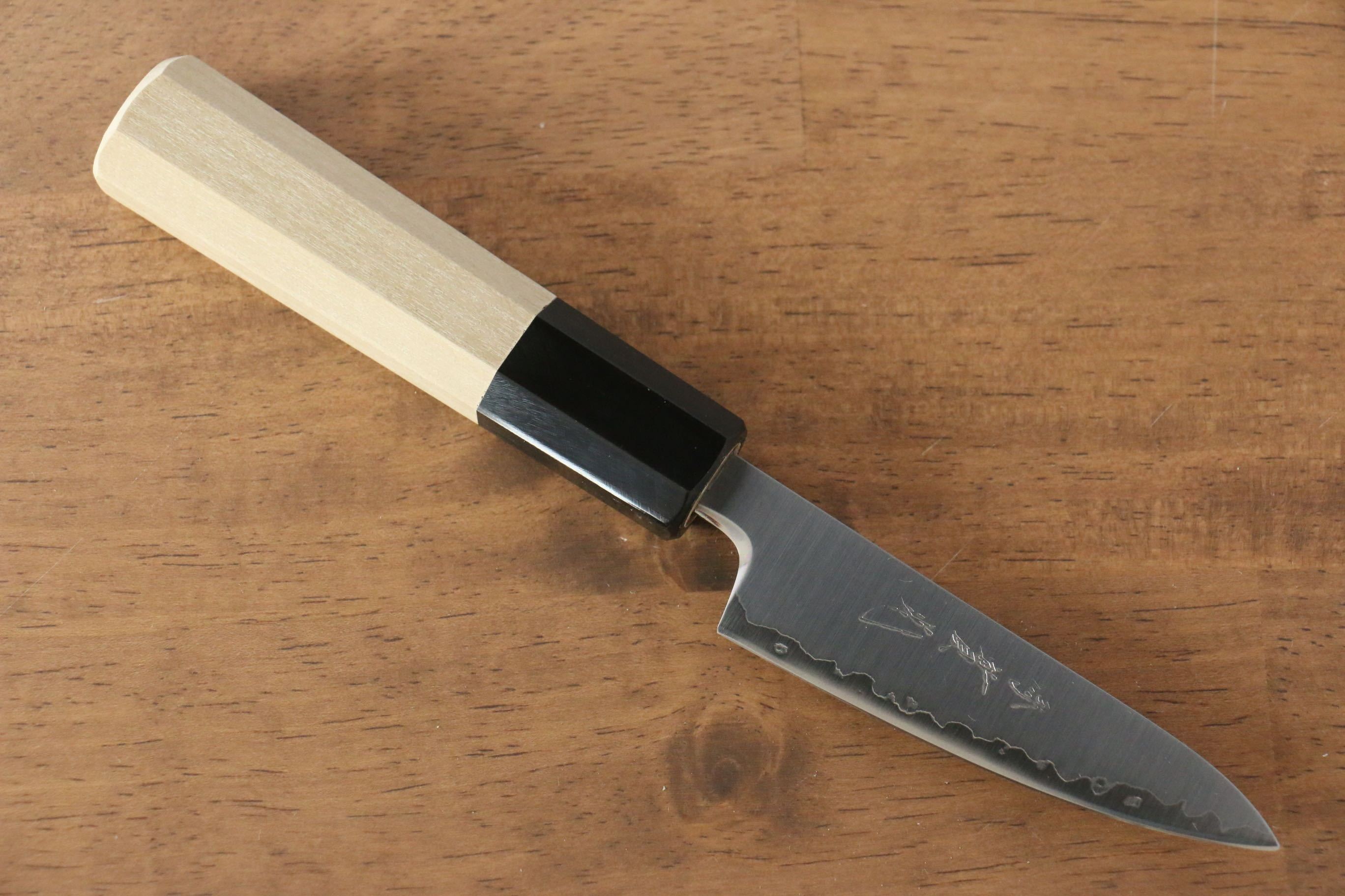 Premium Jikko SG2 Petty Utility Knife 80mm - Japanese Magnolia Wood Handle - Perfect for Slicing Fruits, Vegetables & Small Ingredients in Home Kitchen & Professional Cooking