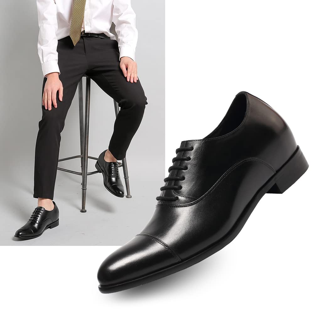 CHAMARIPA Men's Elevator Shoes - Leather Dress Shoes with Hidden Height Increase for Formal & Business Occasions - Comfortable & Stylish for Work, Weddings & Special Events