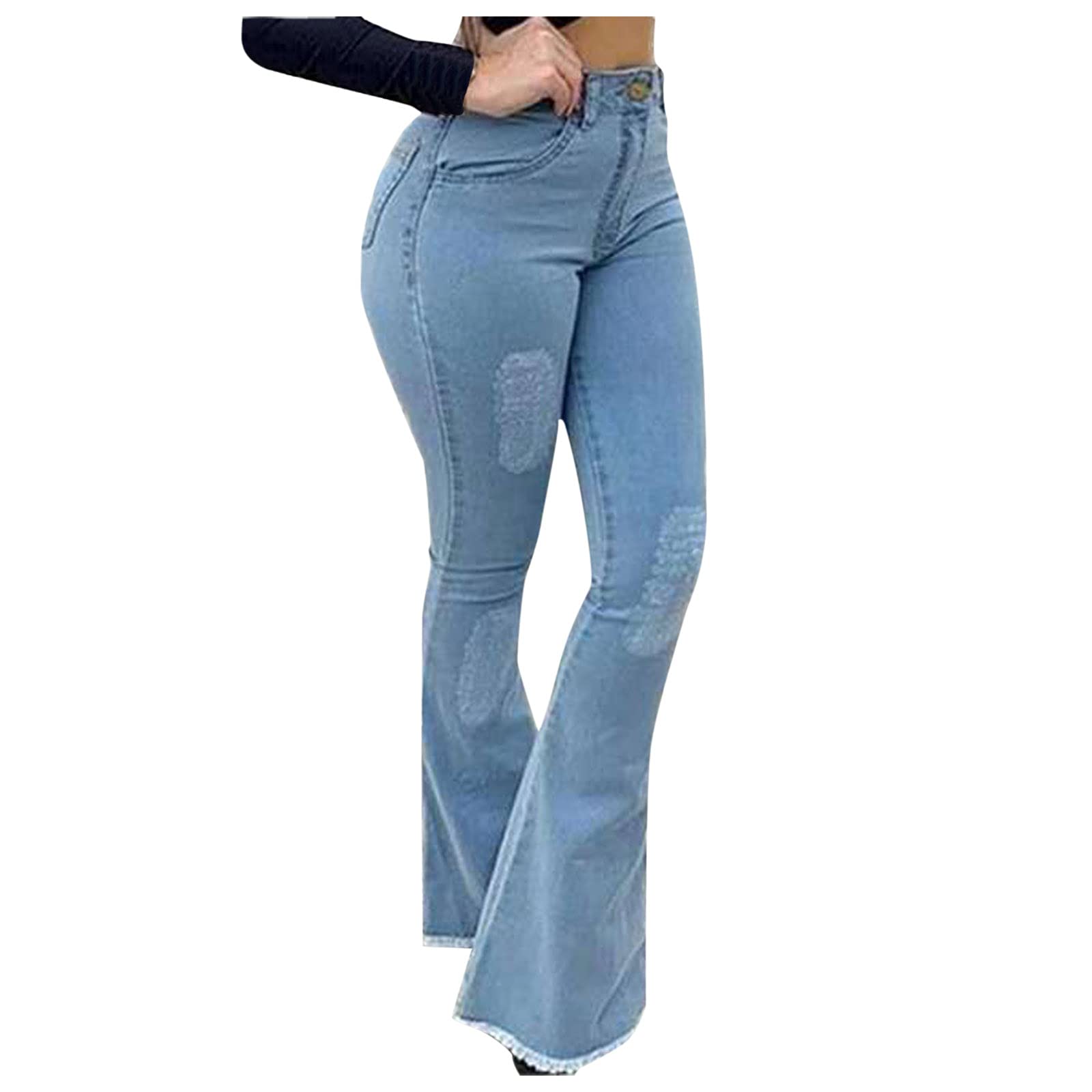 Women's High Waisted Skinny Jeans - Classic Black Stretch Denim Pants with Elastic Waist & Pockets | Perfect for Casual Wear, Office & Night Out