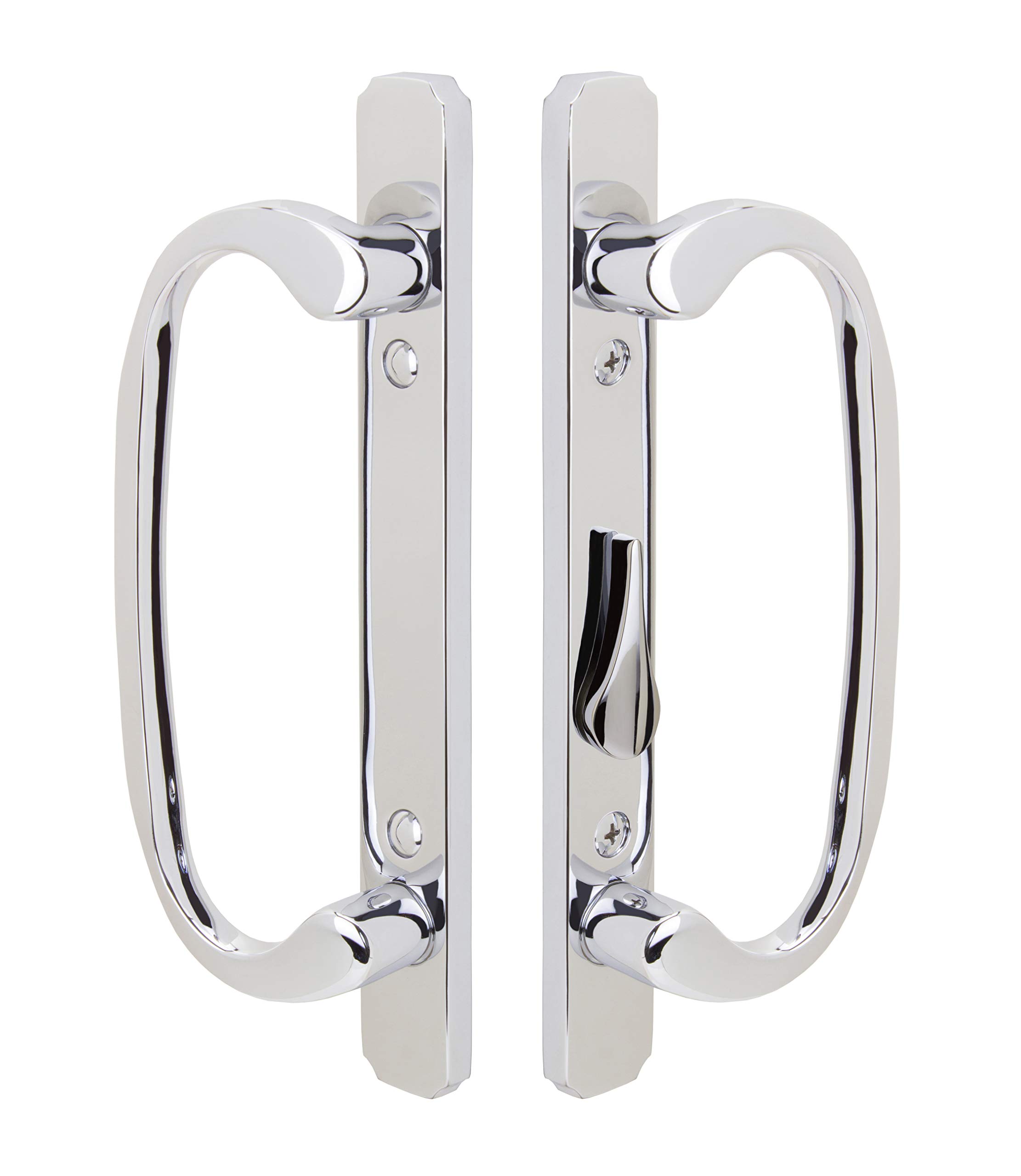 Premium Solid Brass Sliding Glass Door Handle Set with Mortise Lock - 3-15/16