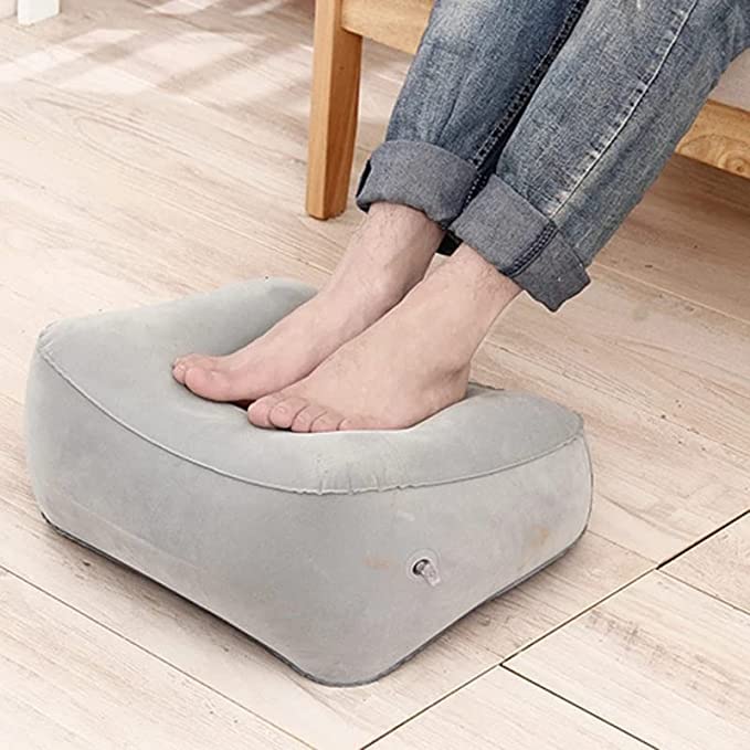 YAGVIZ Inflatable Foot Rest Pillow for Travel - Portable PVC Foot Rest Cushion for Airplane, Train, Car & Kids Bed - Perfect for Massage, Relaxation & Comfort During Long Trips