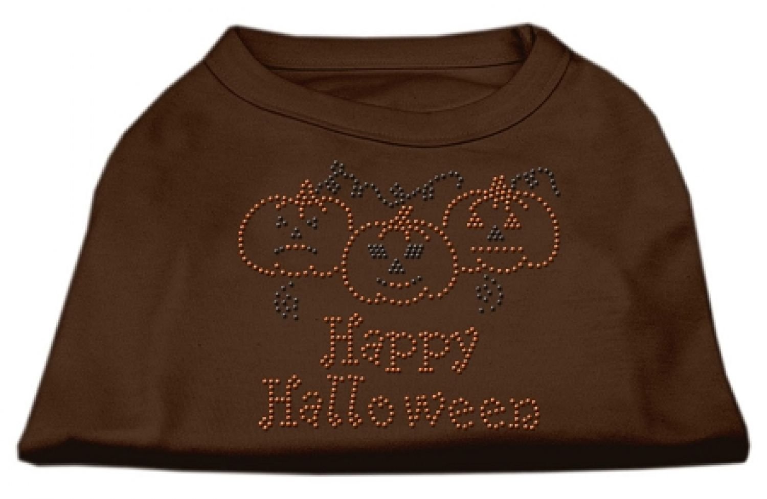 Happy Halloween Pet Dog & Cat Shirt with Rhinestones - Brown Costume for Small Pets 2XL (20-25 lbs) - Perfect for Halloween Parties & Pet Photo Shoots