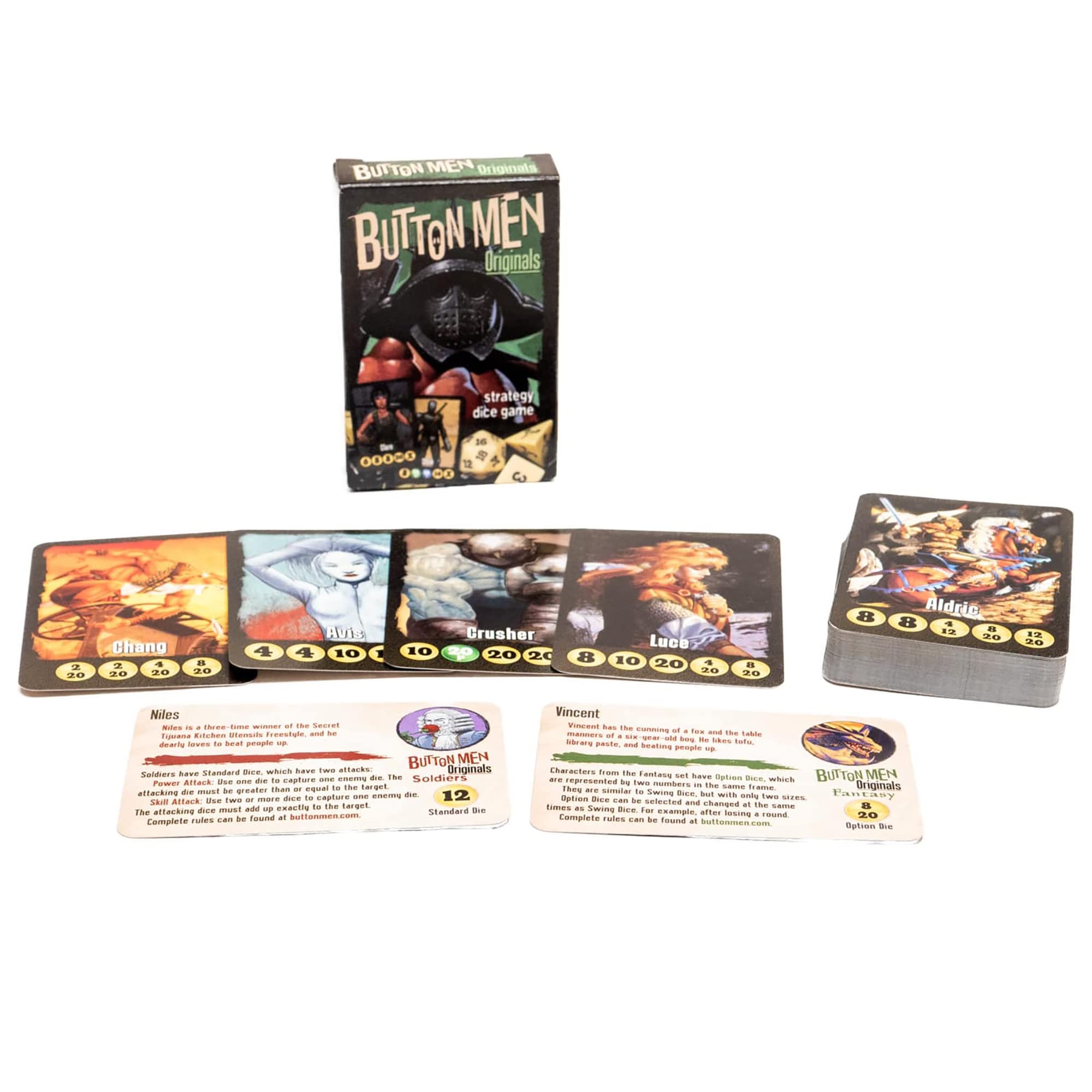 Button Men: Originals - 50 First Edition Characters Strategy Dice Game Expansion by Cheapass Games | Fun Tabletop Battle Game for Parties & Game Nights