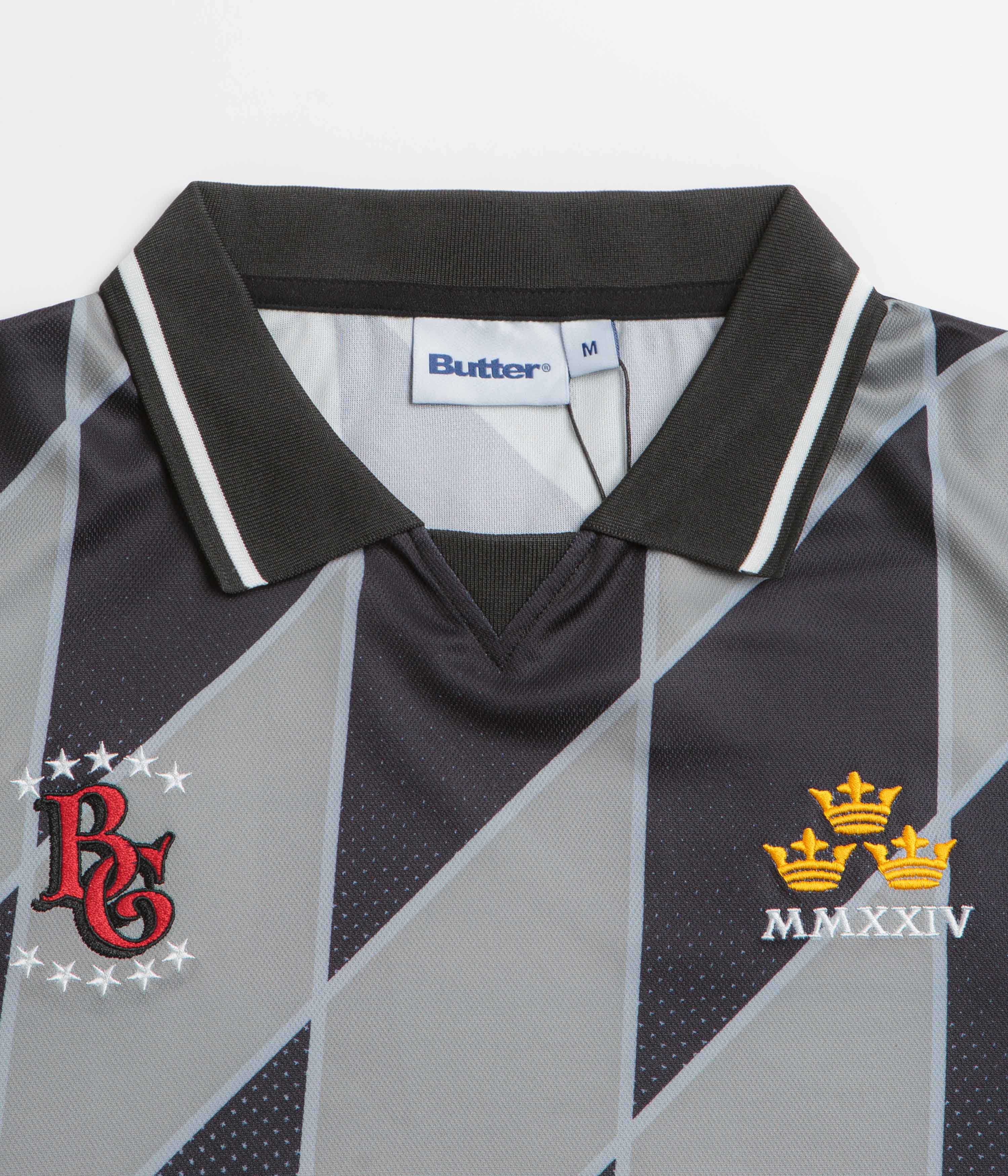 Butter Goods Football Jersey - Grey & Black - Perfect for Soccer Games, Training, and Fan Apparel