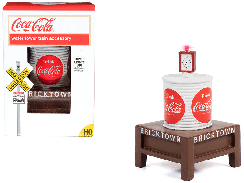 Classic Metal Works Coca Cola Water Tower with LED Light for 1/87 HO Scale Model Train Layouts - Perfect for Railroad Scenery and Christmas Village Displays