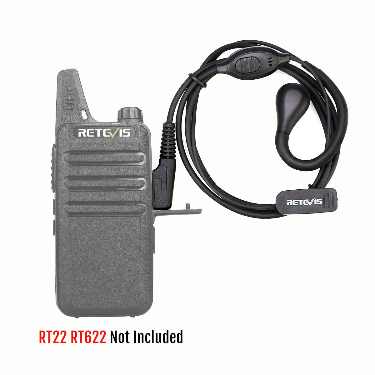 Retevis RT22 Walkie Talkie Earpiece with Mic - 2 Pin Compatible with RT22/RT68/RT21/H-777/RT27/RT85/NR10 & BAOFENG UV-5R/Kenwood/SAMCOM/Arcshell Two Way Radios (6 Pack) - Ideal for Security, Construction, and Outdoor Adventures