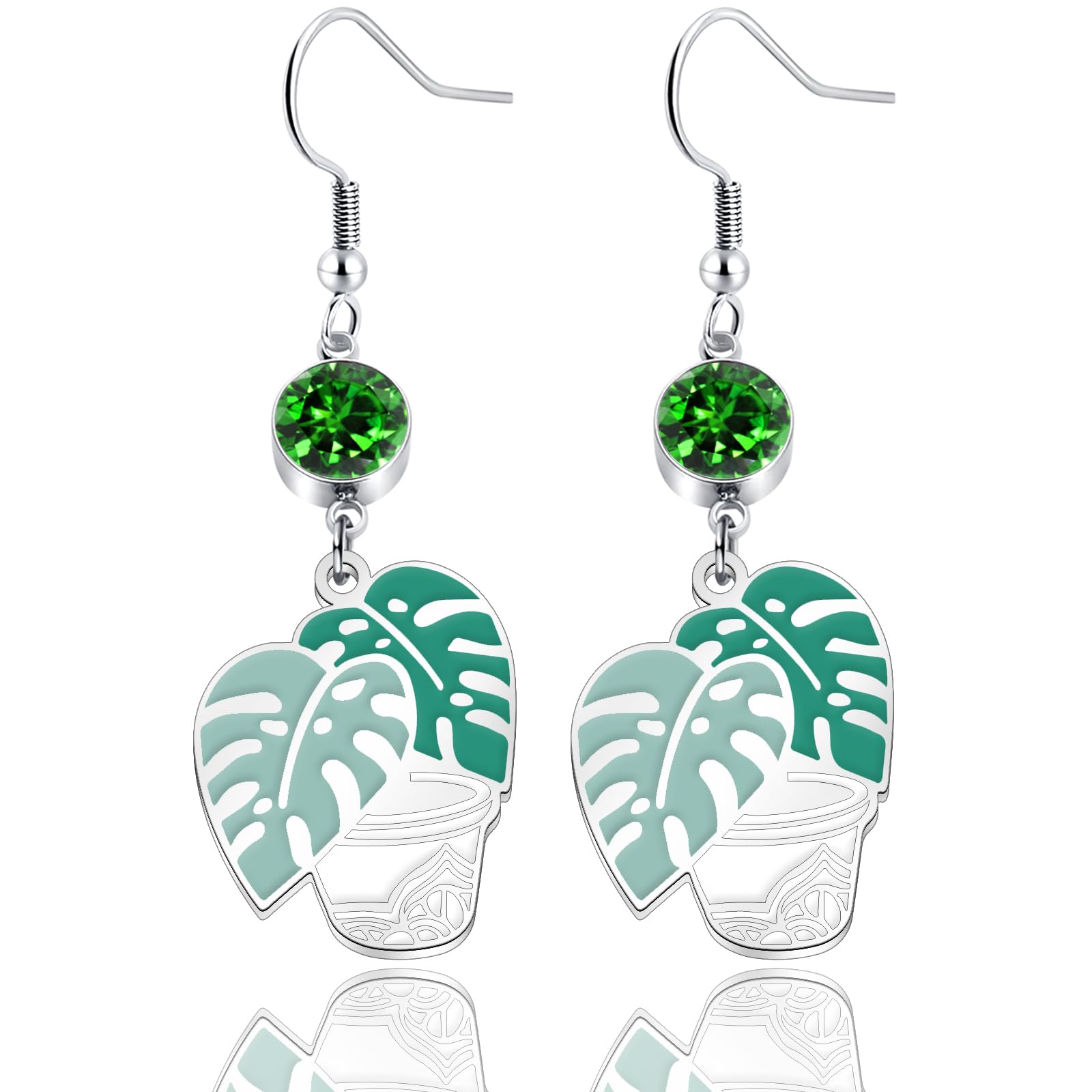 Green Potted Plant Dangle Earrings for Women | Unique Floral Garden Jewelry | Perfect for Gardening Enthusiasts & Nature Lovers | Great Gift for Plant-Themed Occasions
