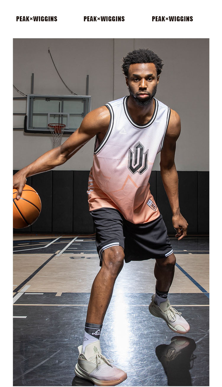 PEAK Men's Basketball Jersey - Breathable Mesh Sports Jersey for Basketball Games & Training - Peach Pink Color - Perfect for Team Uniforms, Streetwear & Casual Sports Fashion