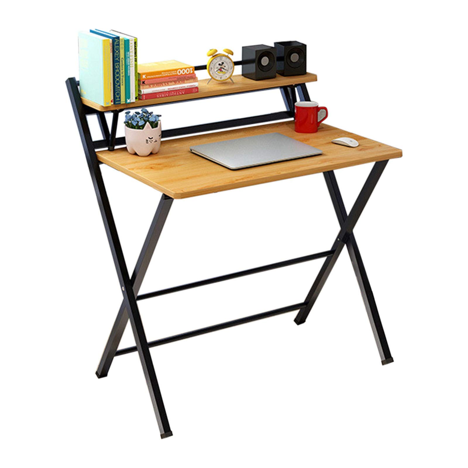 BBZUI Foldable Laptop Desk - Portable Folding Computer Table for Small Spaces, No Assembly Required - Perfect for Home Office, Dorm Room & Bedroom Workspace (Khaki)